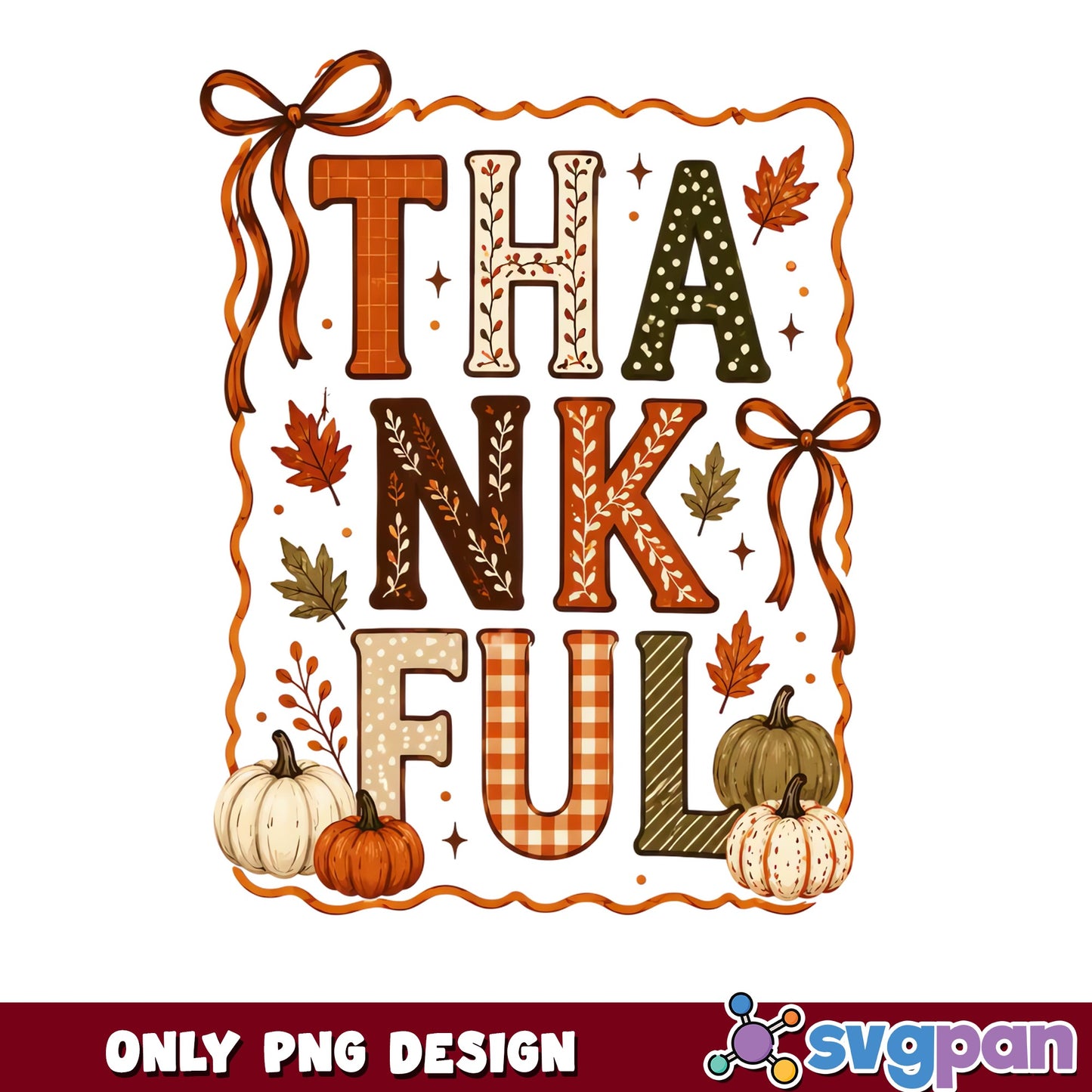 Thankful PNG, Thanksgiving Fall Pumpkin PNG, Autumn PNG