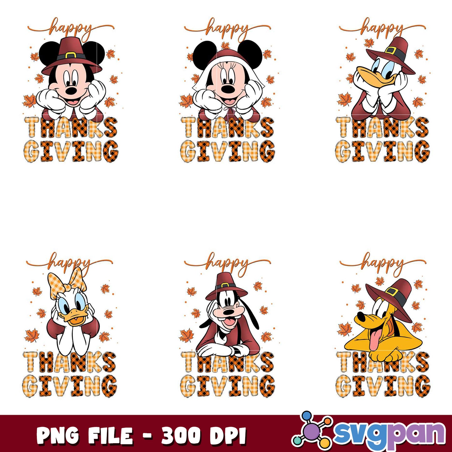 Thanksgiving Bundle PNG with Cute Characters Design