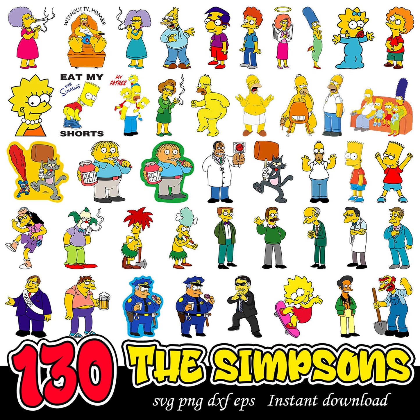 The Simpsons Bundle 130 SVG PNG DXF EPS Instant Download