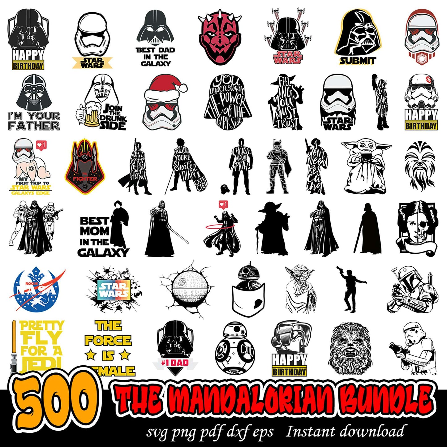 The Ultimate Mandalorian Bundle 500 SVG PNG Designs Download