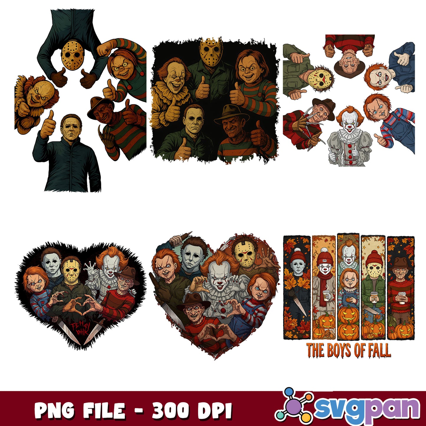 The horror boys pose png bundle