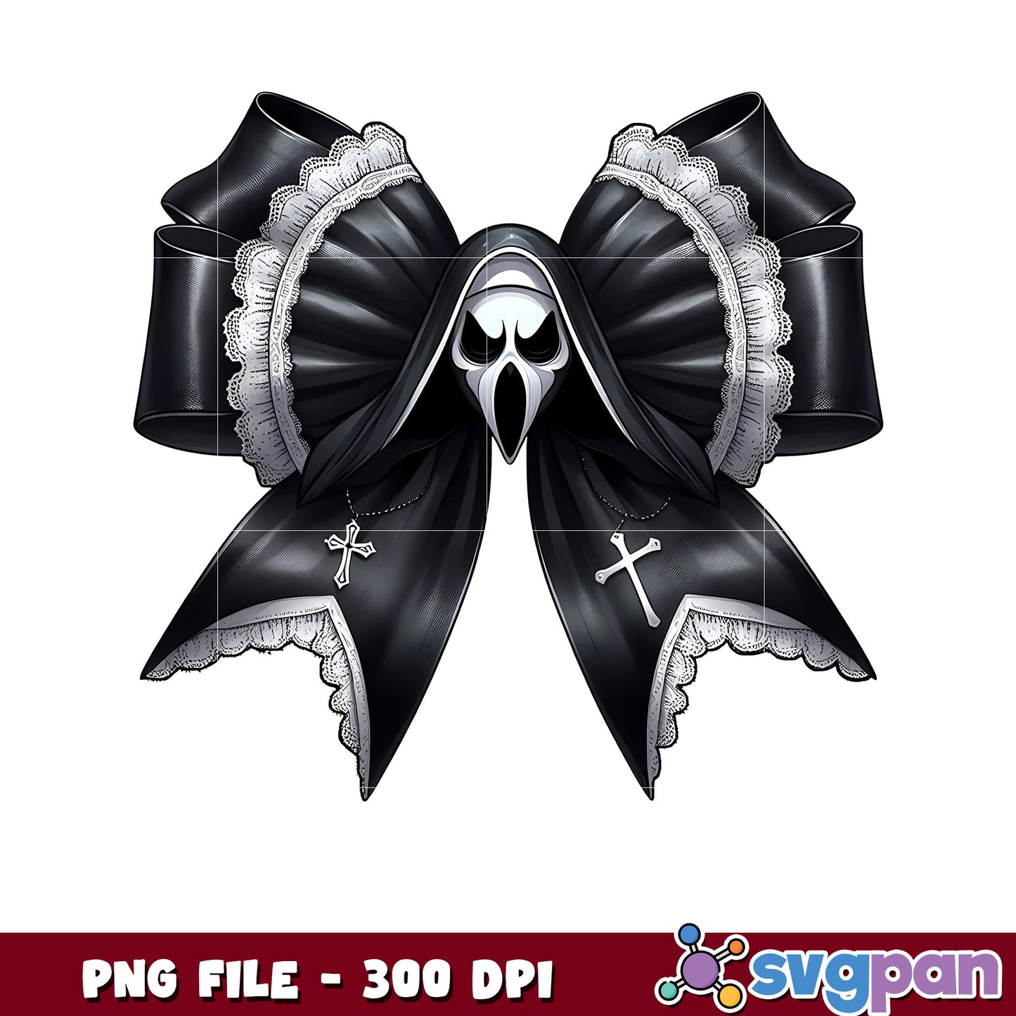 The nun black bowtie png, spooky vacation png, avengers decorations png