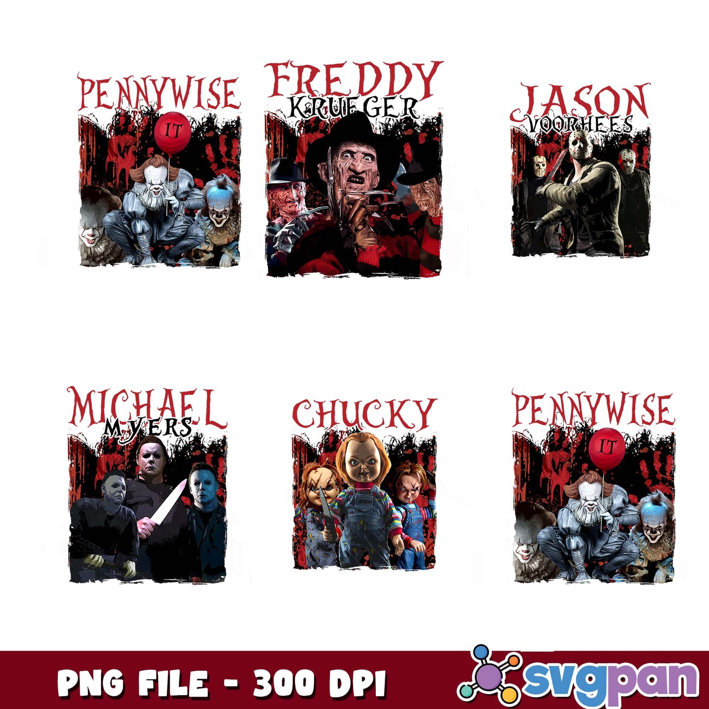 The red killer halloween png bundle