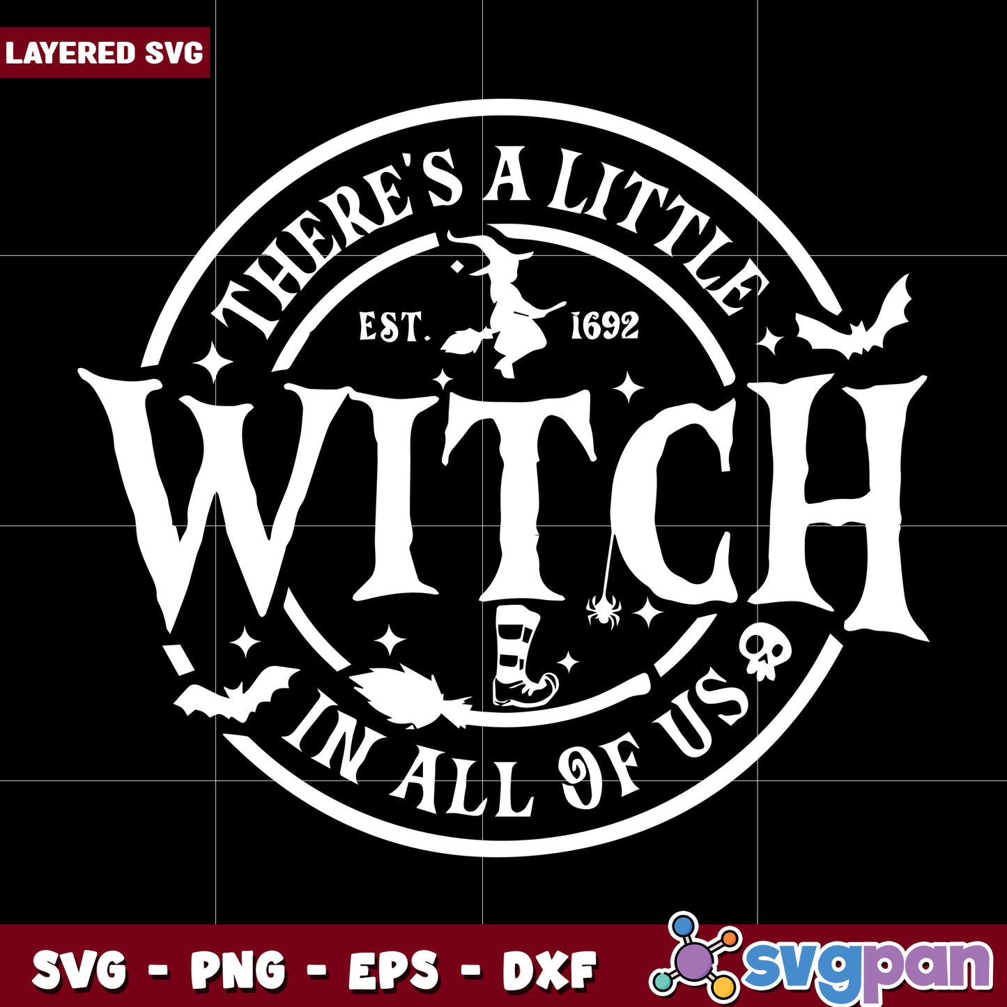 There is a little witch svg, spooky season svg, halloween vacation svg