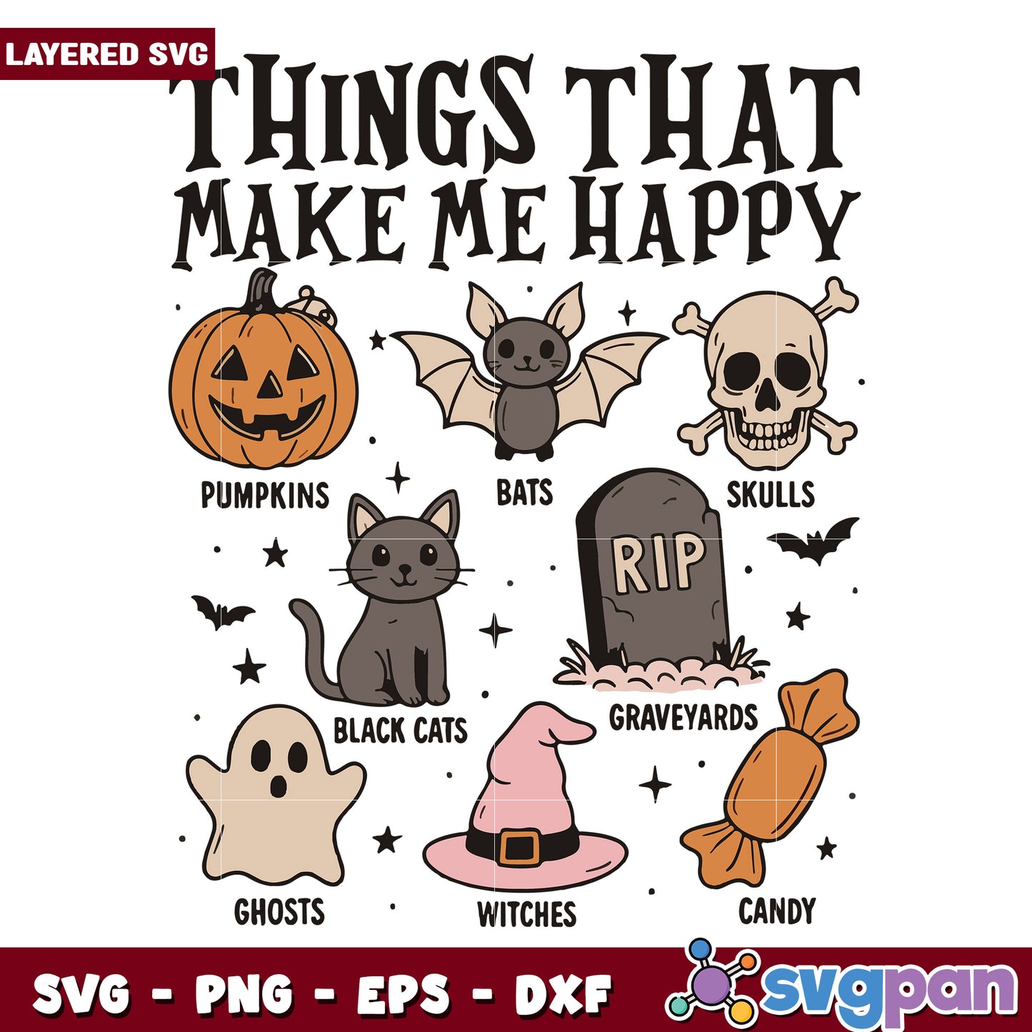 Things that make me happy svg, halloween toys svg, halloween movies svg