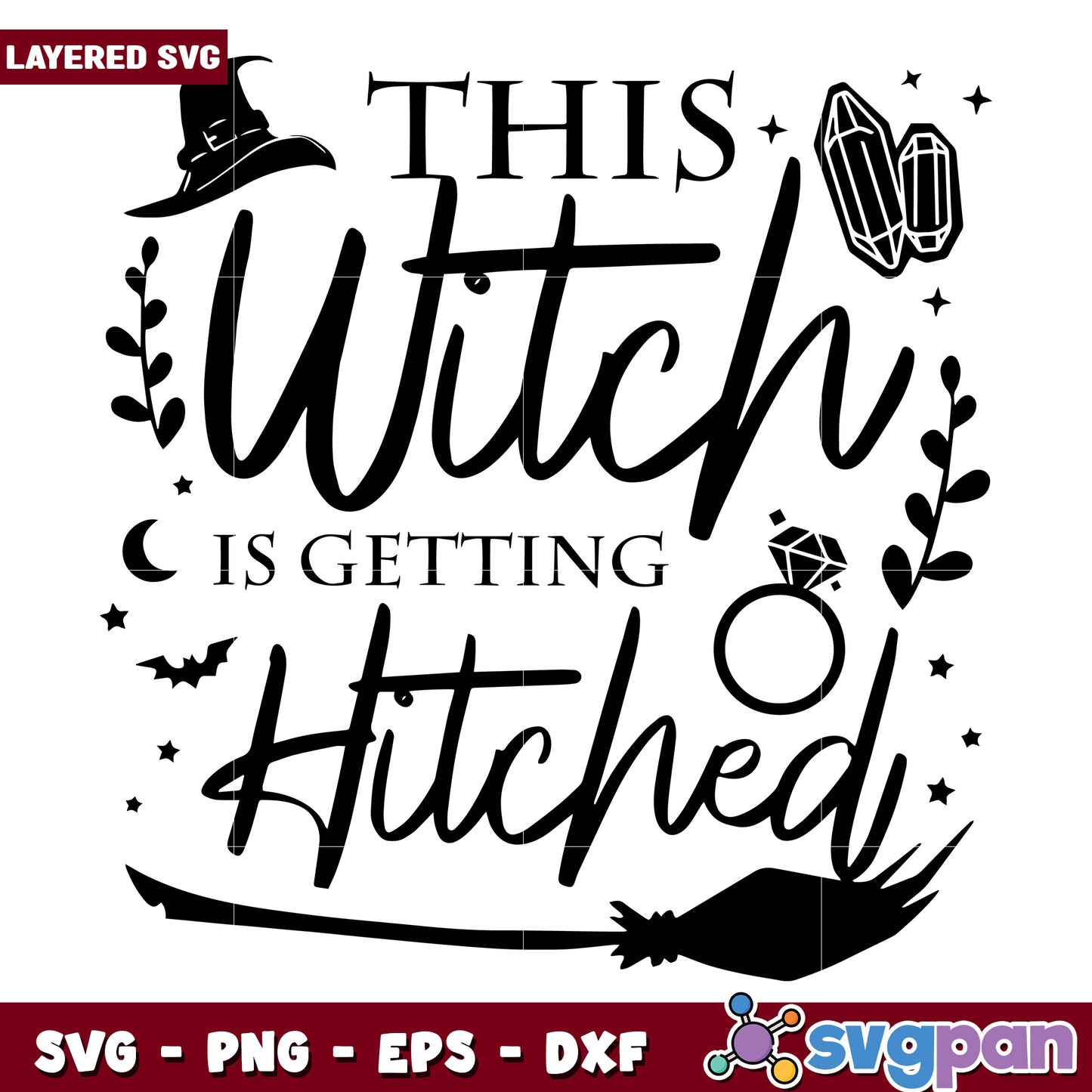 This witch is getting hitched svg, scary autumn svg, spooky characters svg