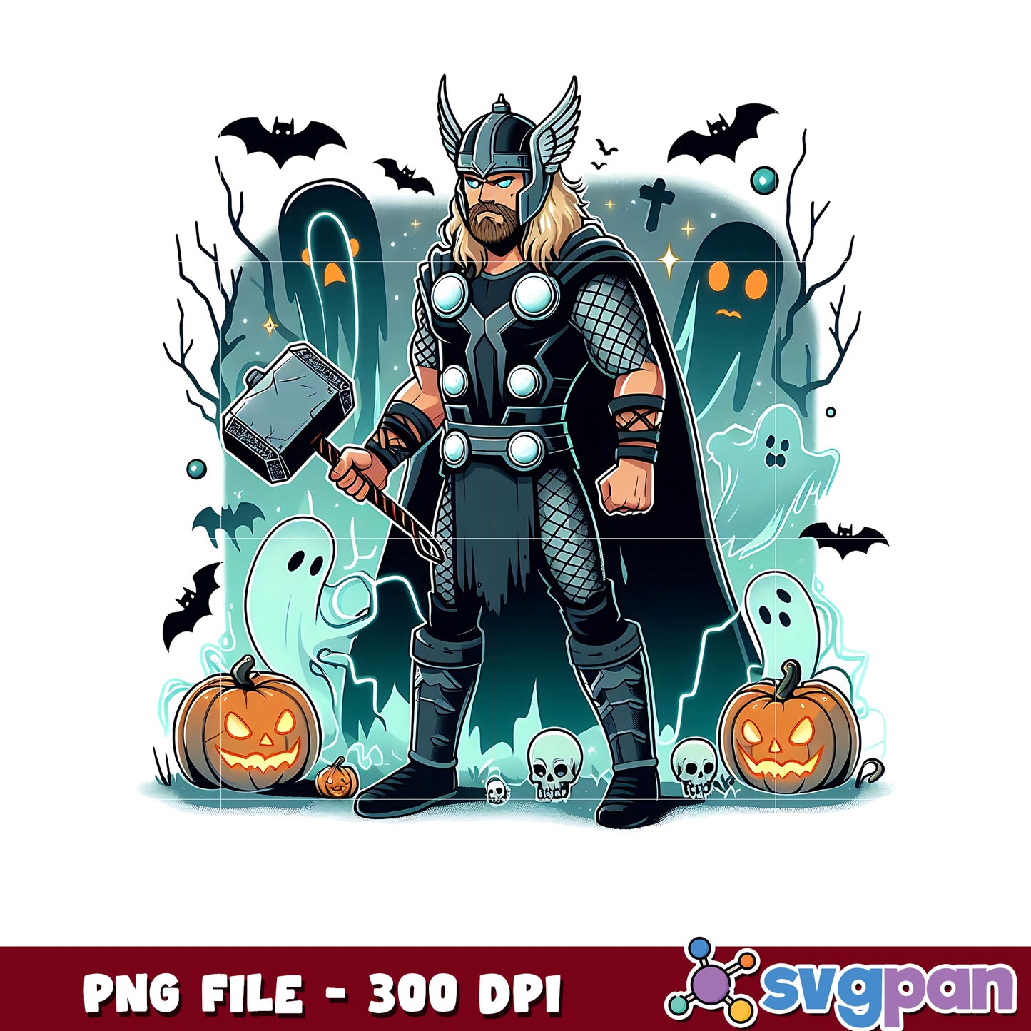 Thor spooky ghoul png, spooky characters png, avengers halloween png