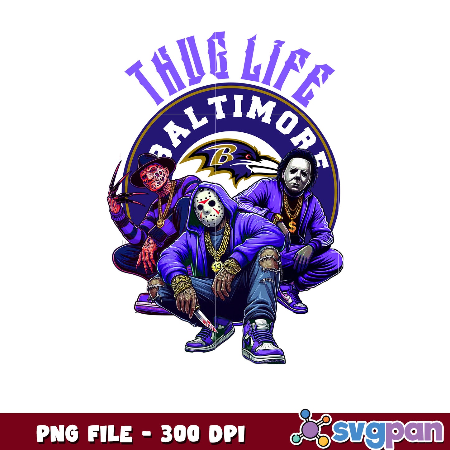 Thug life baltimore ravens design png, nfl ravens, rugby american png