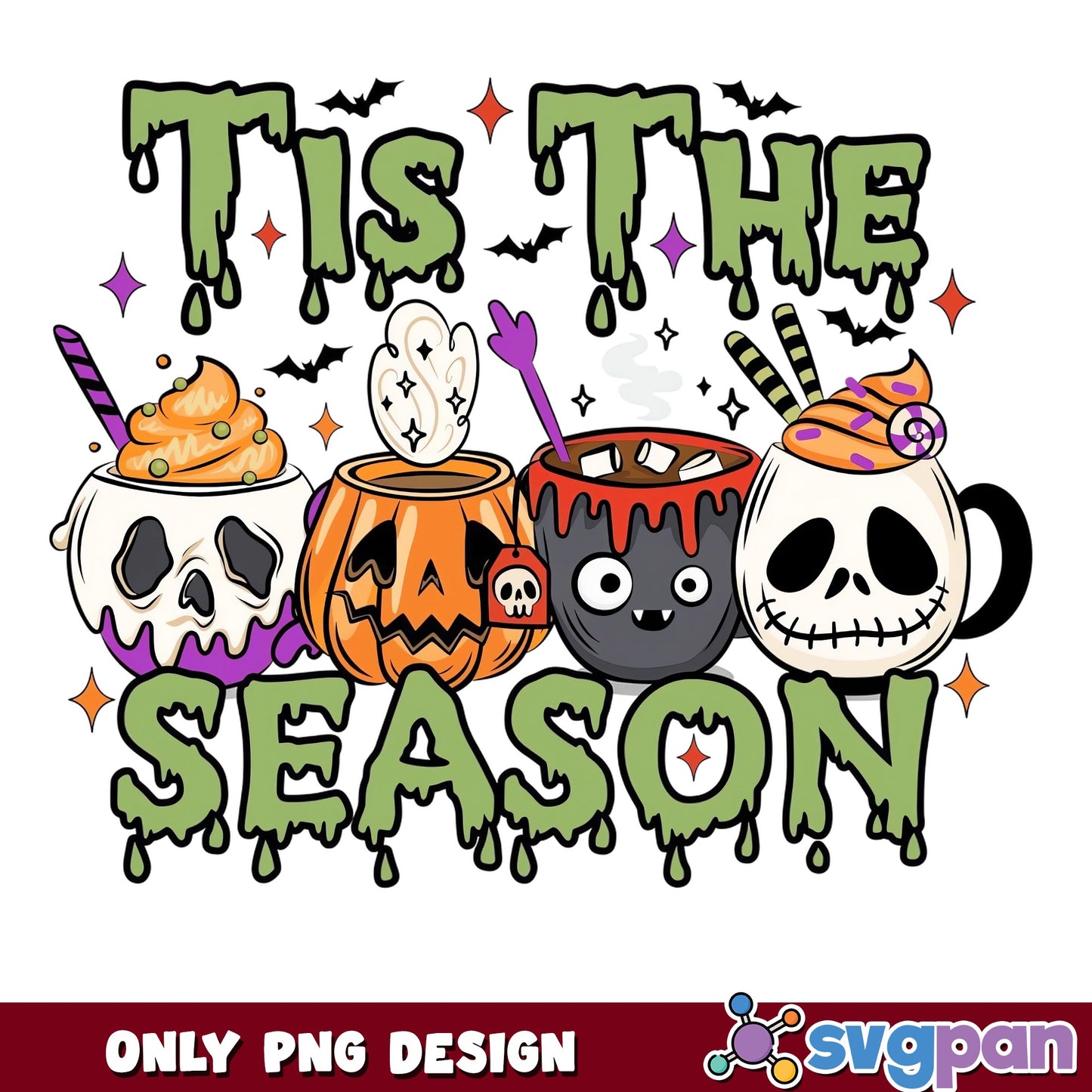Tis The Season Halloween Coffee Mugs PNG, Spooky PNG, Halloween PNG