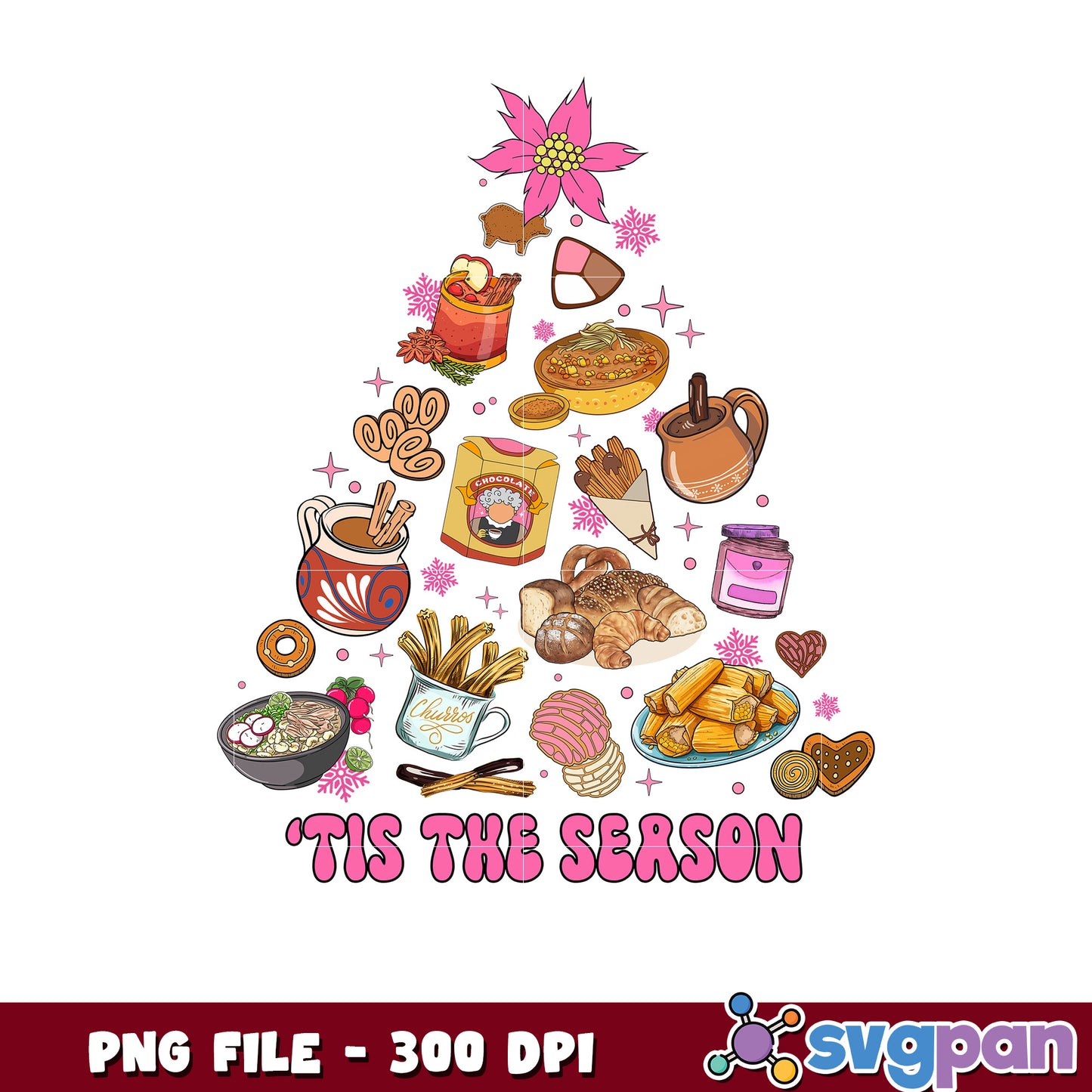 Tis the season christmas food tree png, christmas movies png, christmas vacation png