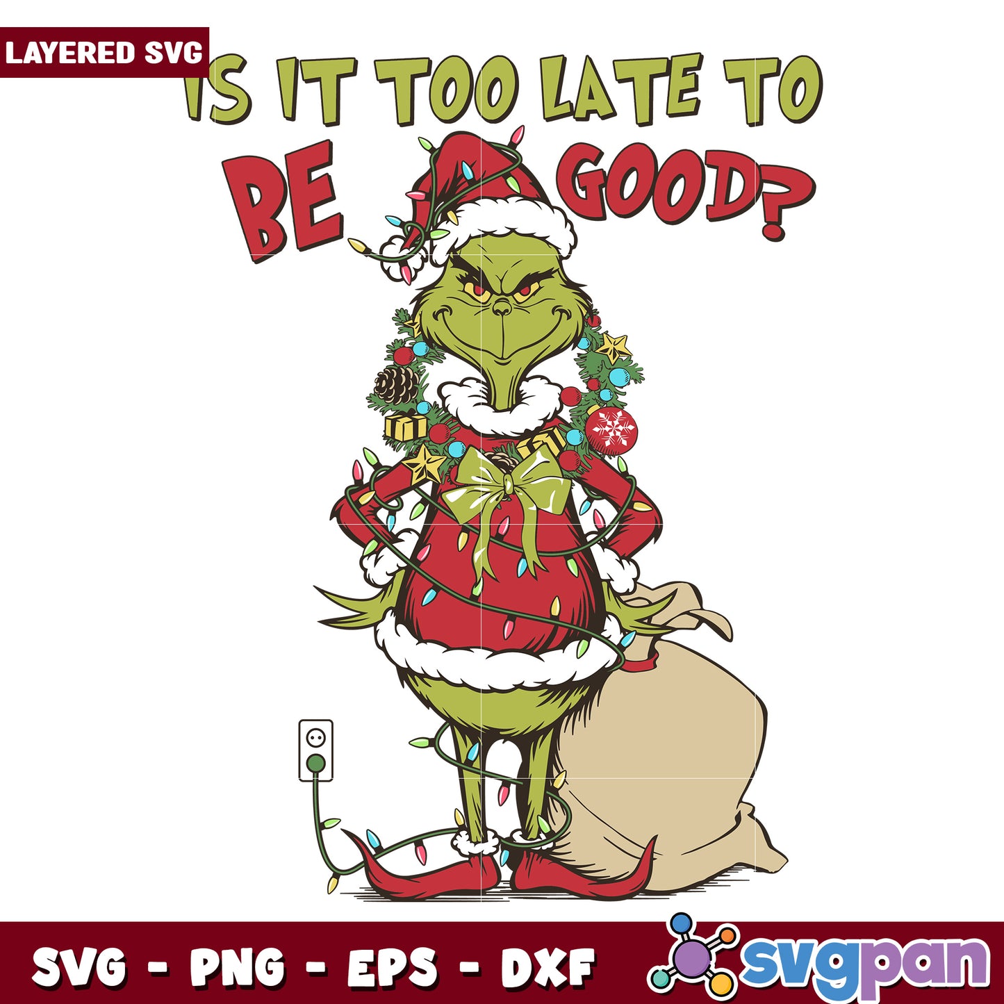 Too late tobe good svg, disney charatcers svg, christmas cartoon svg