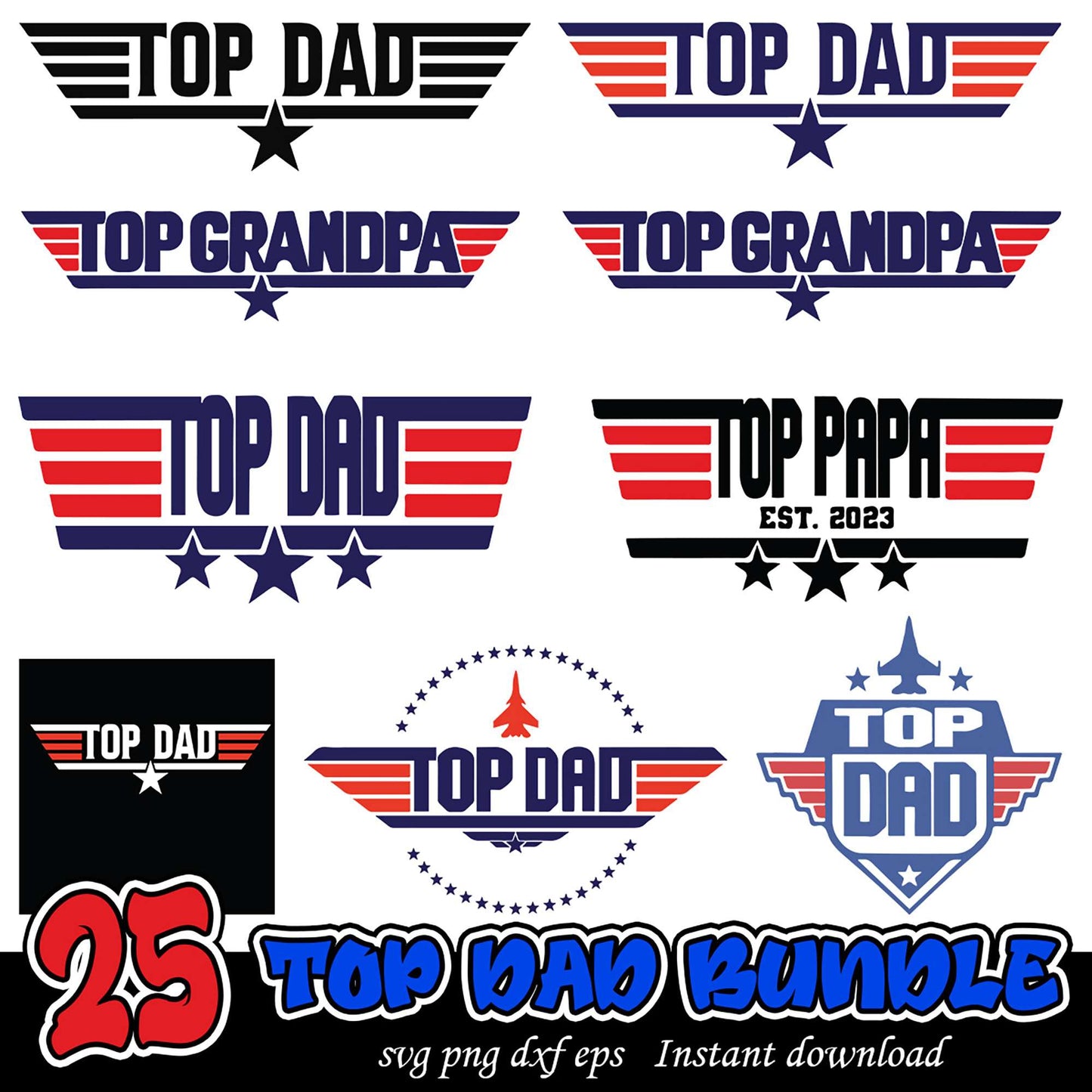 Top Dad Bundle 25 SVG Designs for Fathers Day Gifts