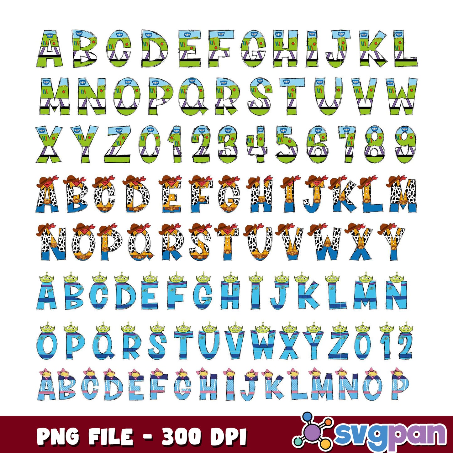 Toy Story Alphabet Bundle PNG 300 DPI