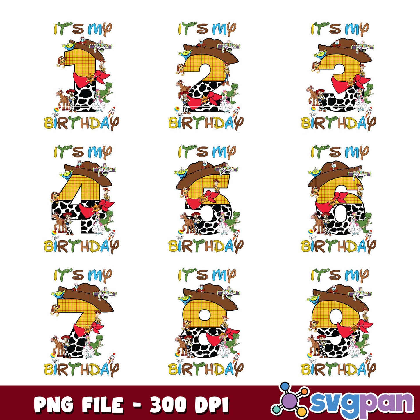 Toy Story Birthday Numbers PNG Bundle