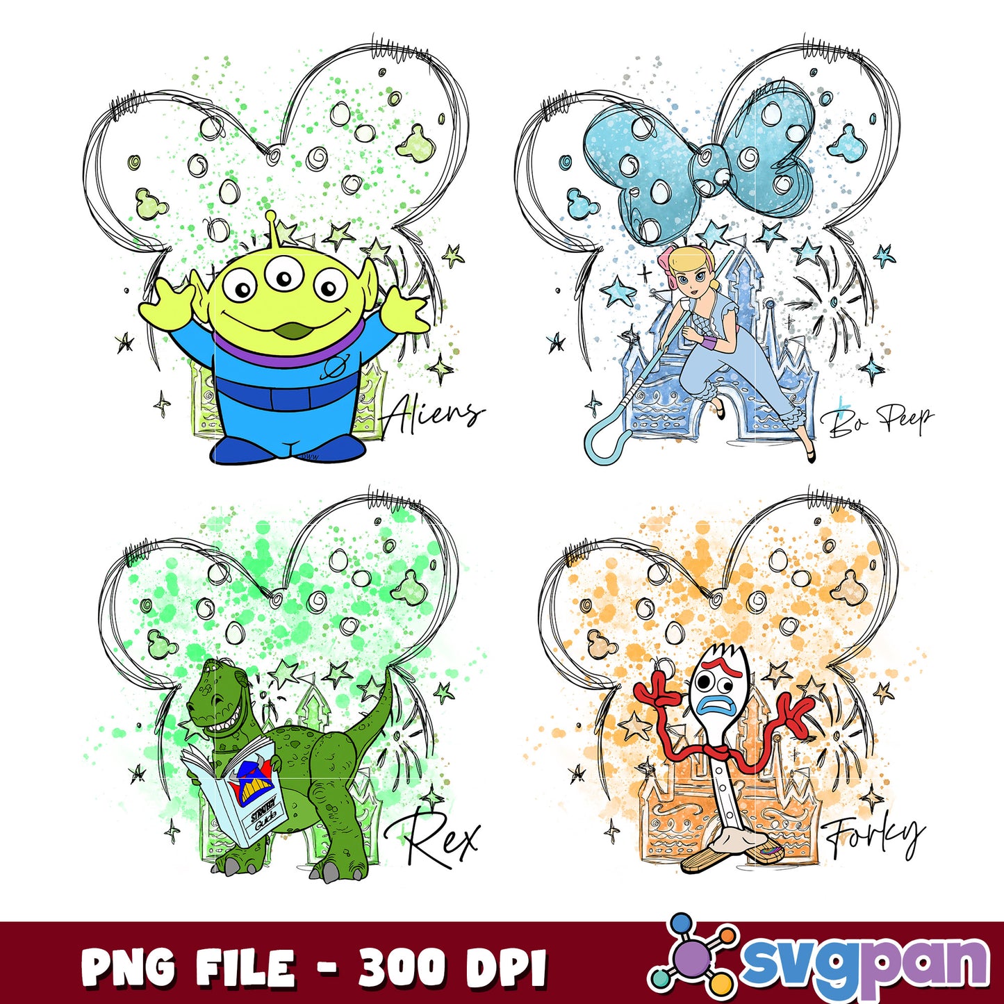 Toy Story Character Bundle PNG for Crafts Design