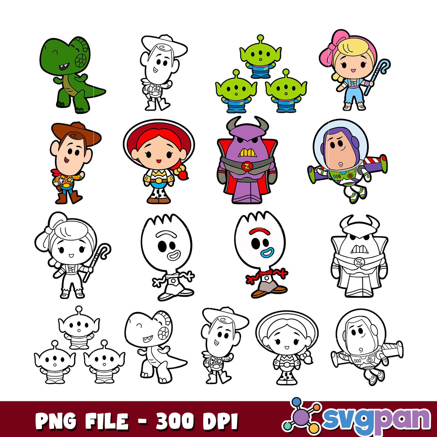 Toy Story Chibi PNG Bundle 300 DPI