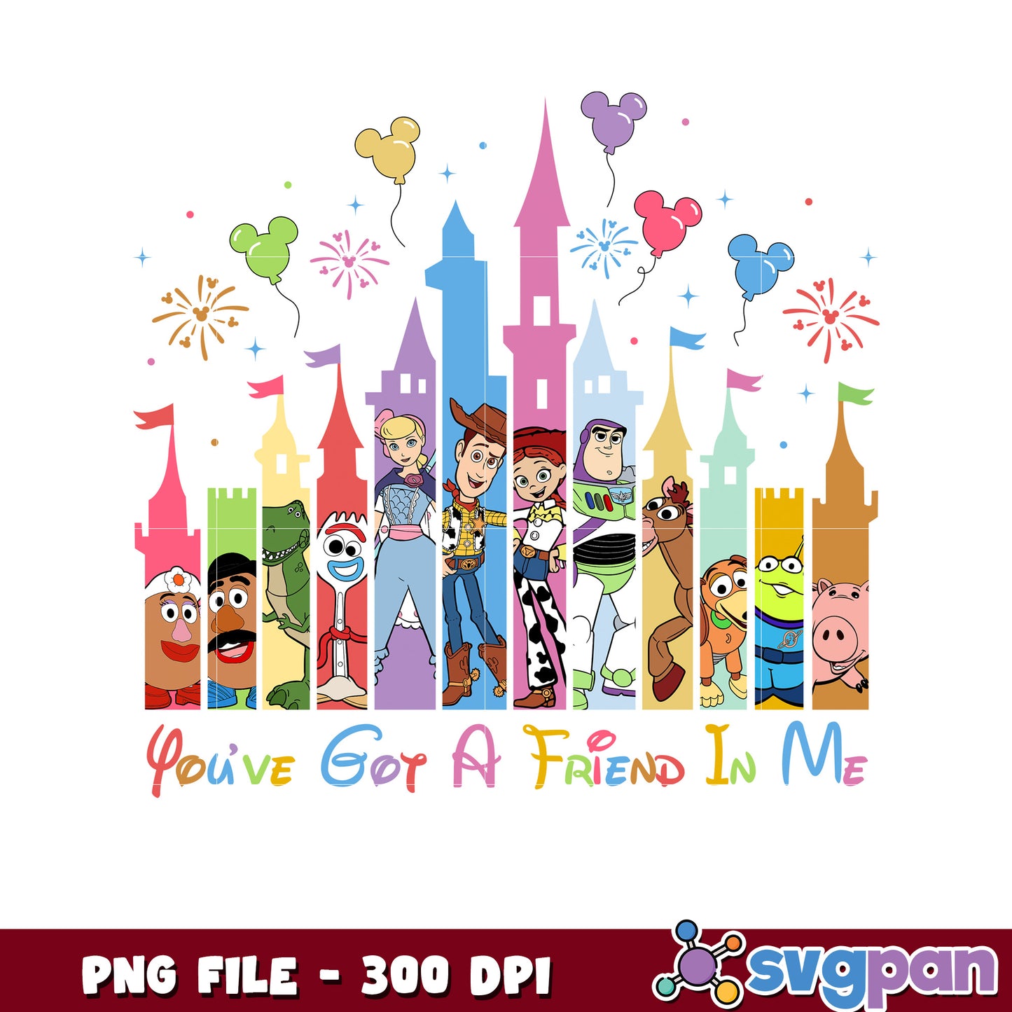 Toy Story Friendship Castle Themed Art PNG Design