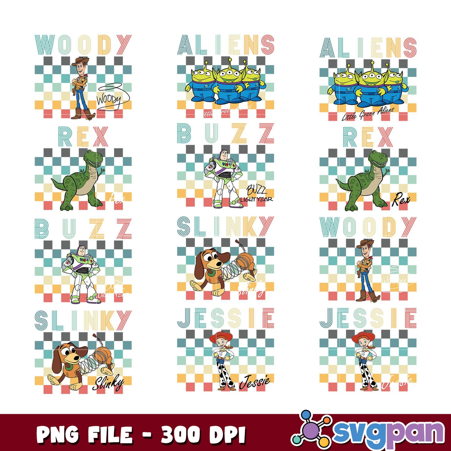 Toy Story Retro Characters PNG Bundle