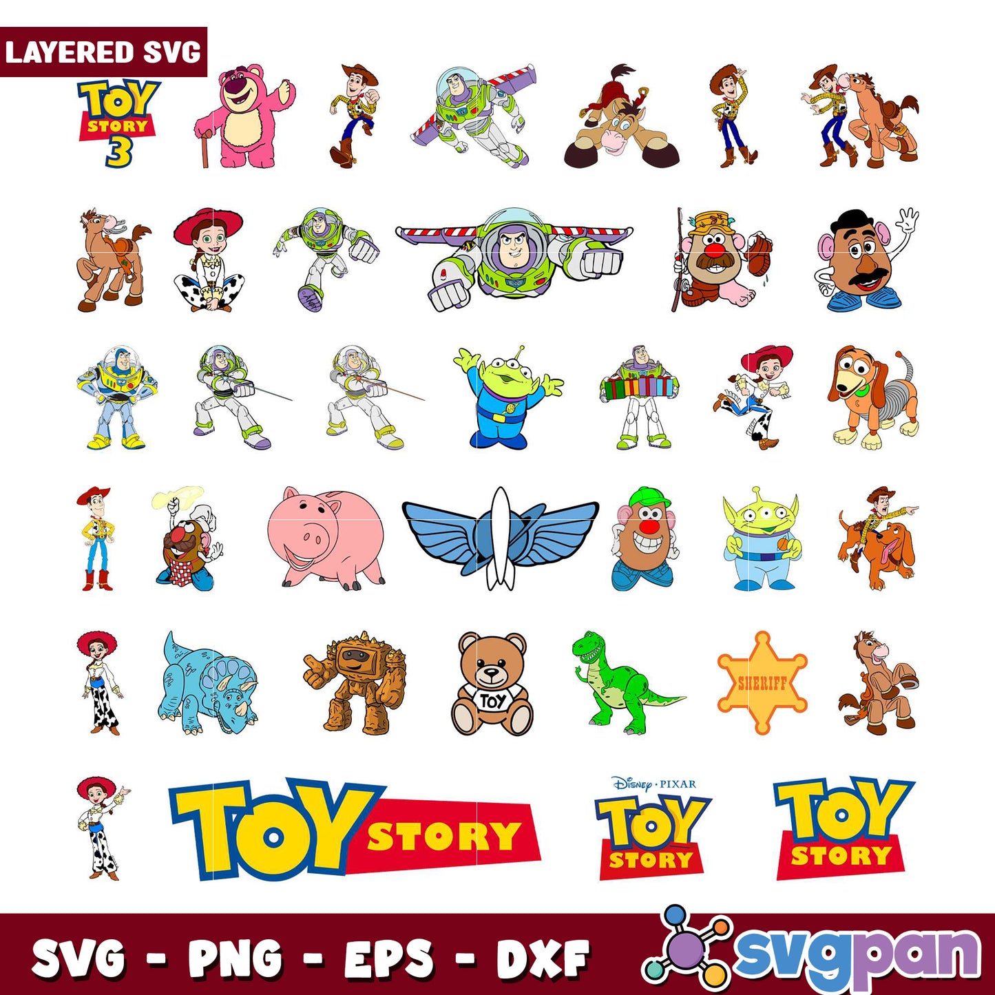 Toy Story SVG Bundle Layered Characters Designs