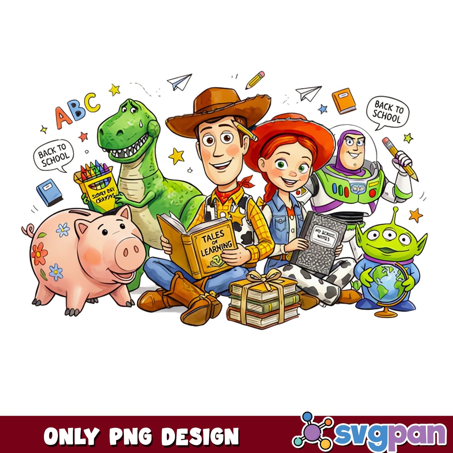 Toy Story Back To School PNG, Woody Buzz Lightyear PNG, Disney PNG