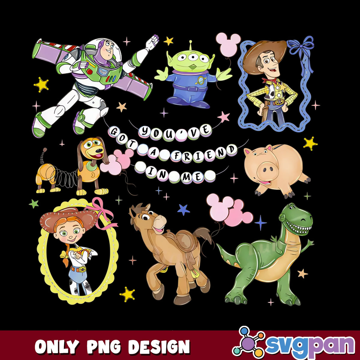 Toy Story Characters Bundle PNG, Disney Pixar PNG, You've Got A Friend PNG