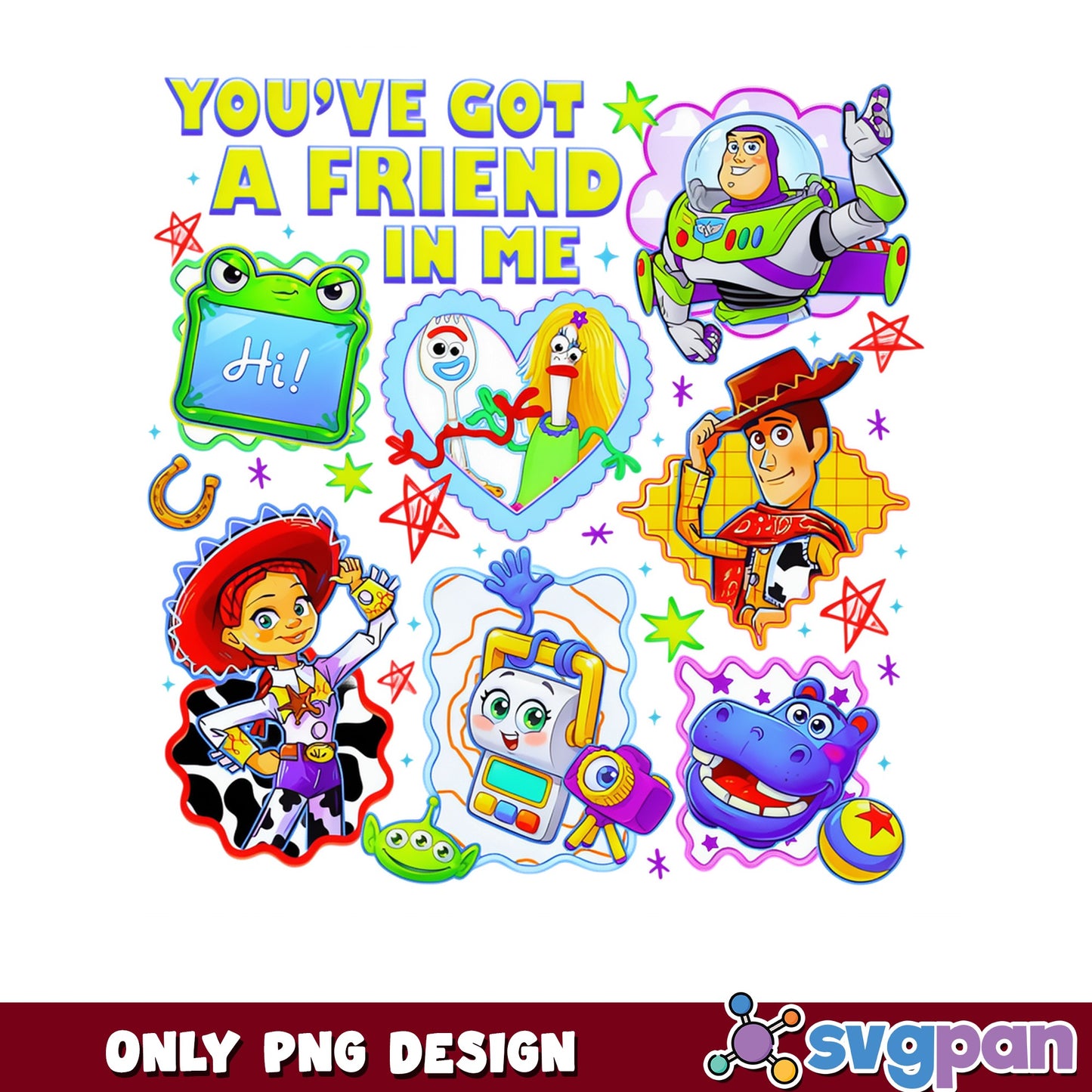 Toy Story Characters Bundle PNG, You've Got A Friend In Me PNG, Disney PNG