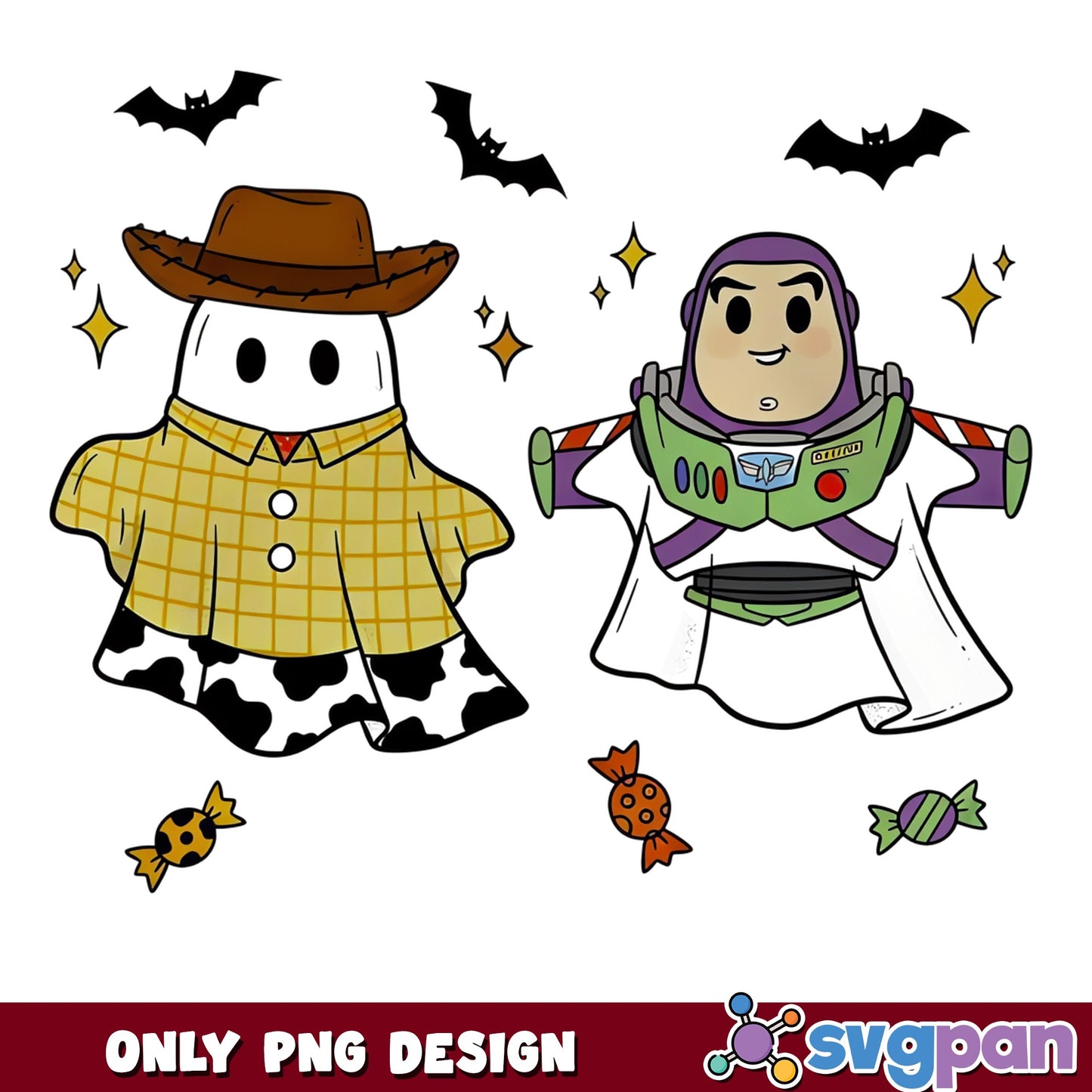 Toy Story Ghost Halloween PNG, Woody Buzz Lightyear Spooky, Disney PNG