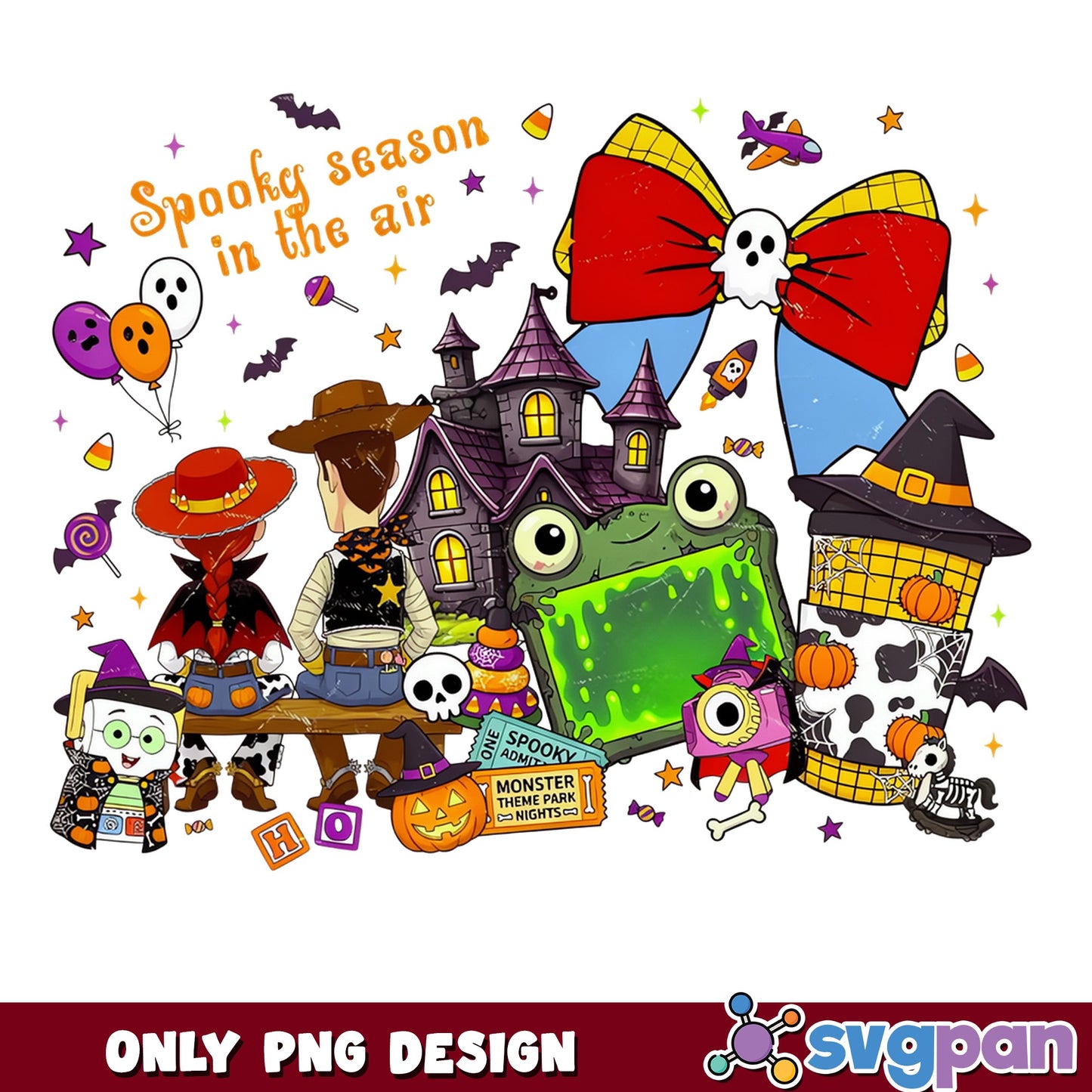 Toy Story Halloween PNG, Spooky Season Woody Jessie PNG, Disney PNG