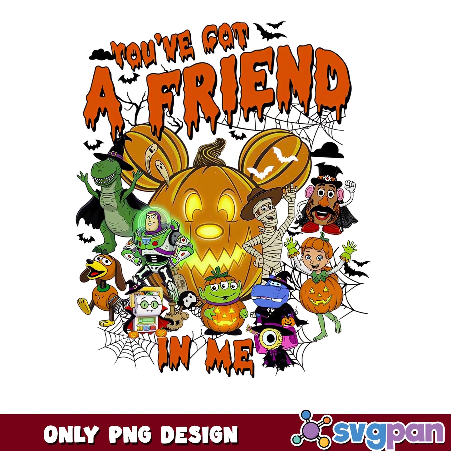 Toy Story Halloween Pumpkin PNG, You've Got A Friend In Me, Disney PNG