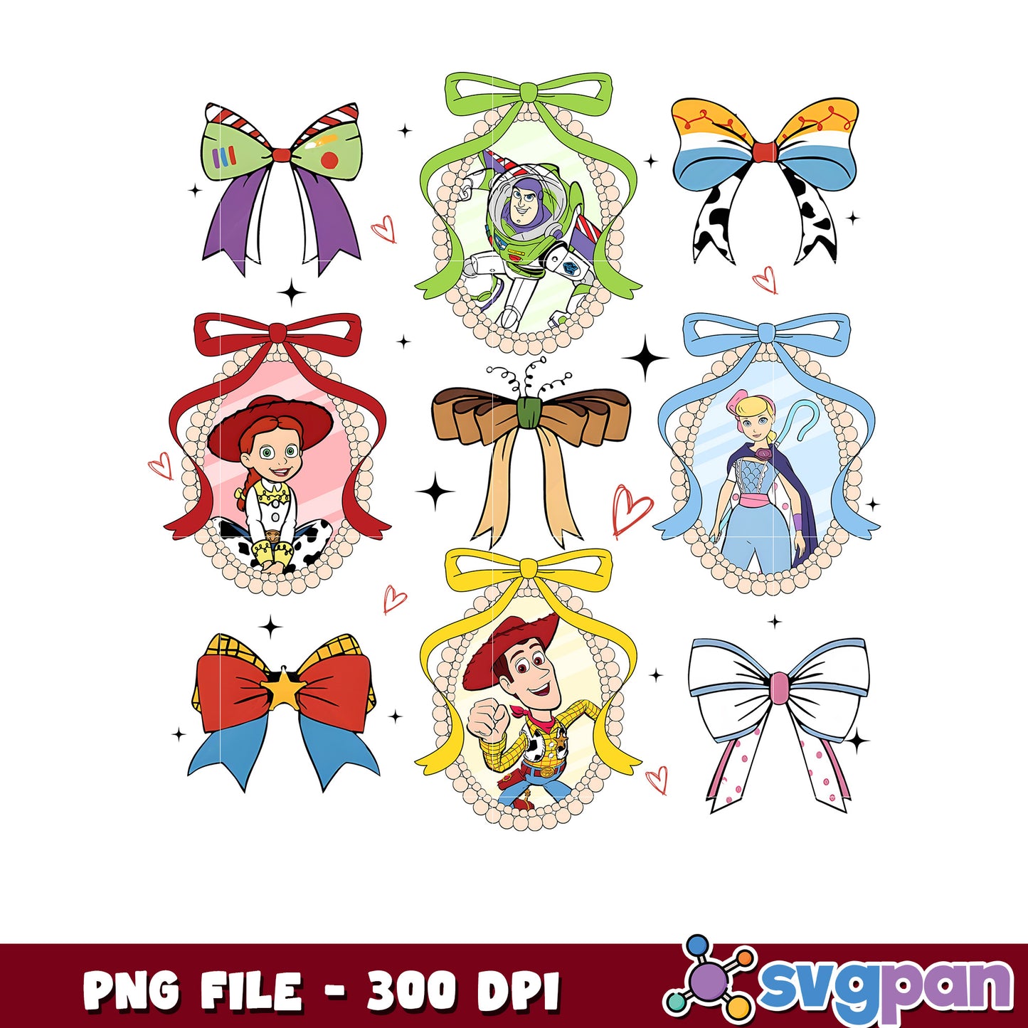 Toy story bowtie and photo frame png, disney characters png, disneyland png