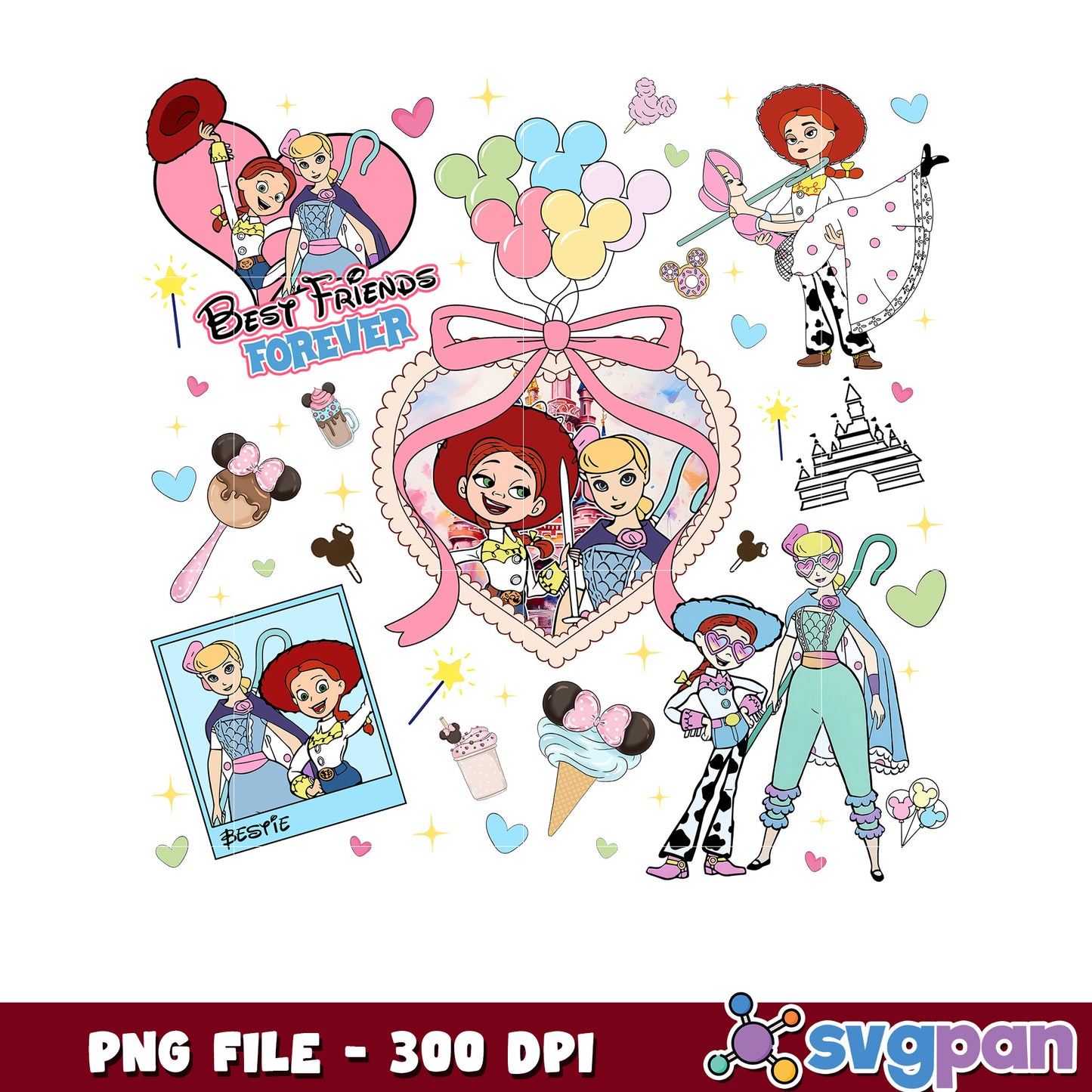 Toy story characters picture frame png, woody and buzz lightyear png