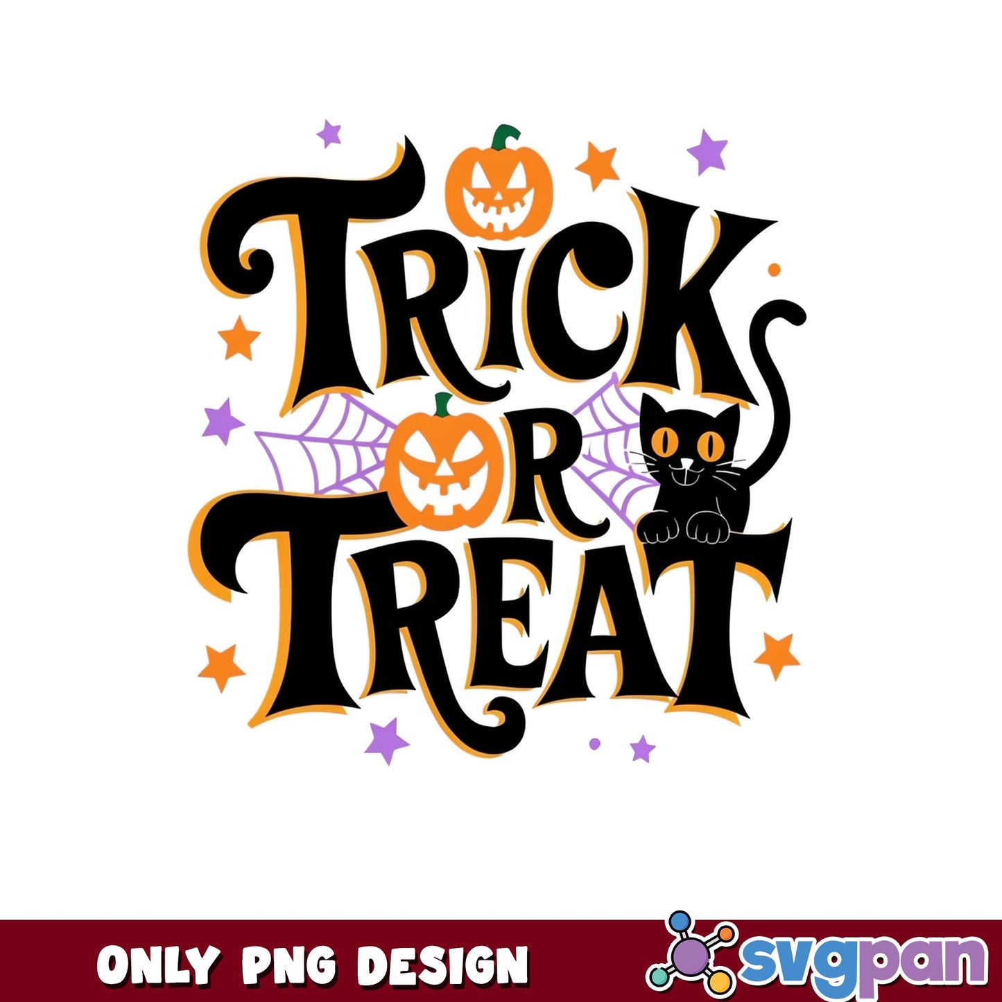 Trick Or Treat Halloween PNG, Black Cat Pumpkin PNG, Halloween PNG