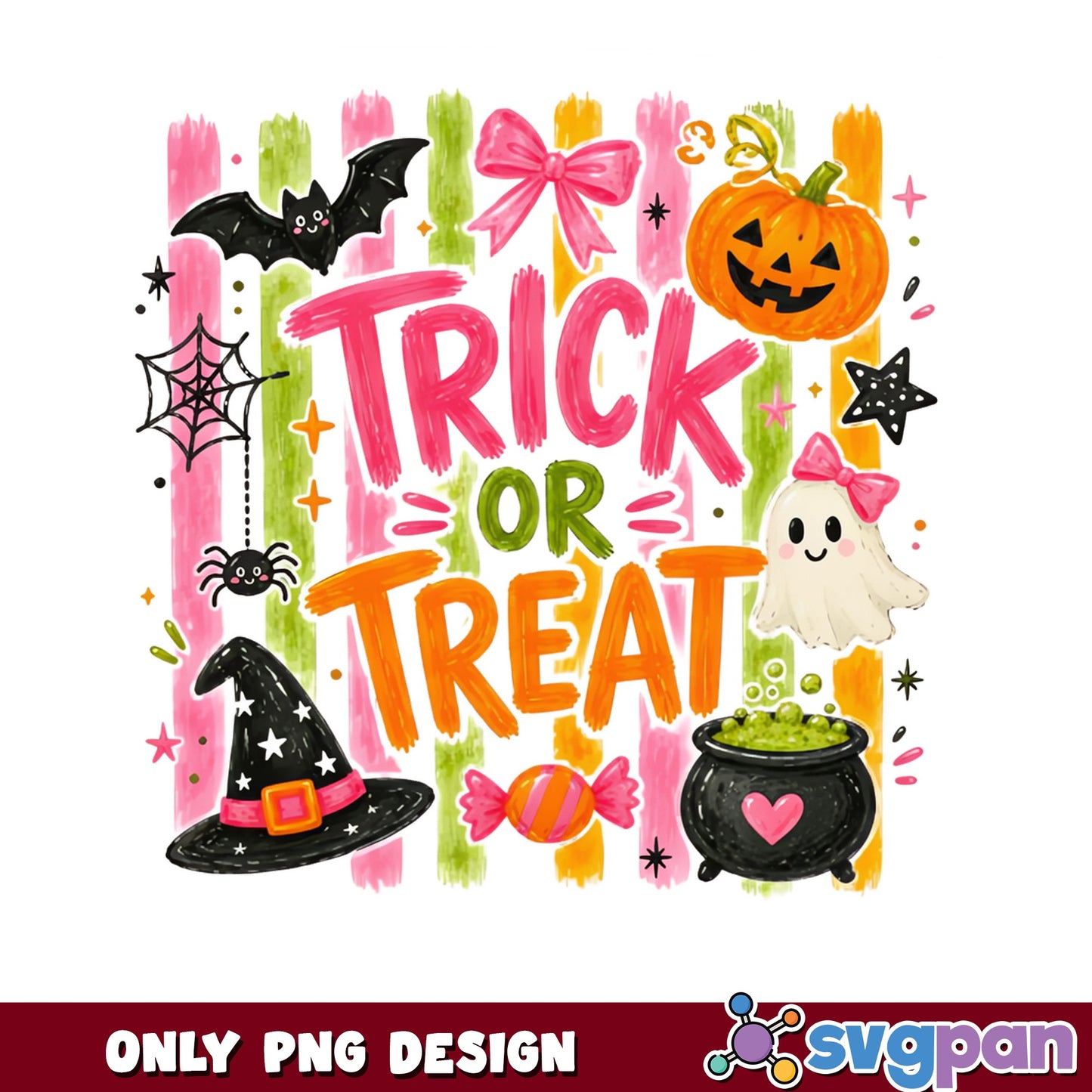 Trick Or Treat Halloween PNG, Cute Ghost Pumpkin PNG, Halloween PNG
