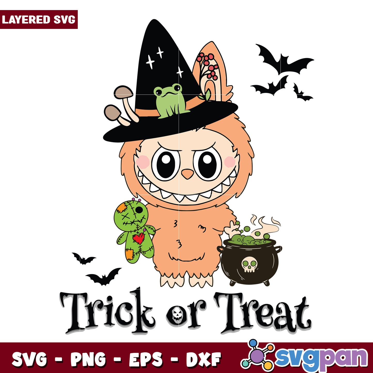 Trick or treat labubu svg, halloween cartoons svg, spirit halloween svg