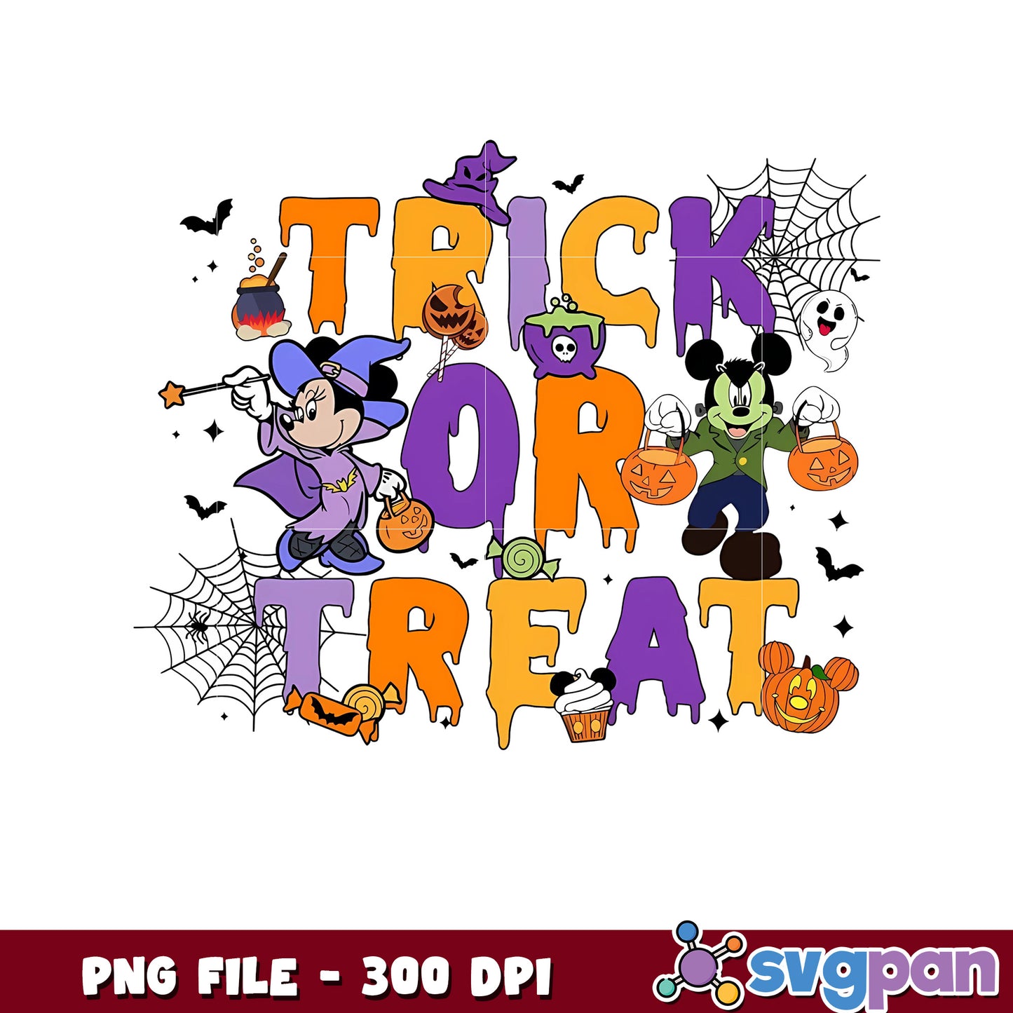 Trick or treat mickey png, halloween png, halloween cartoon png