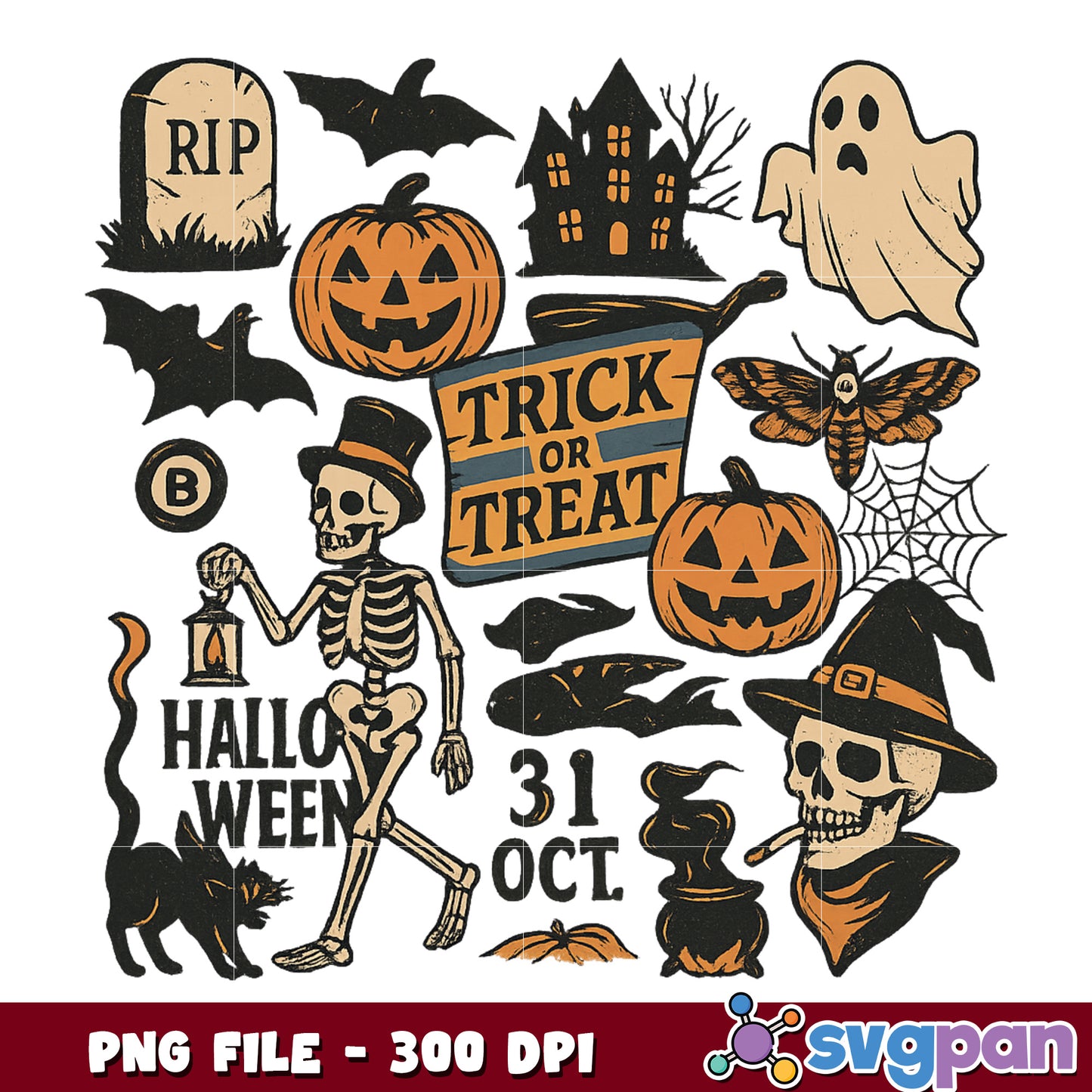 Trick or treat skeleton png, happy halloween png, halloween toys png