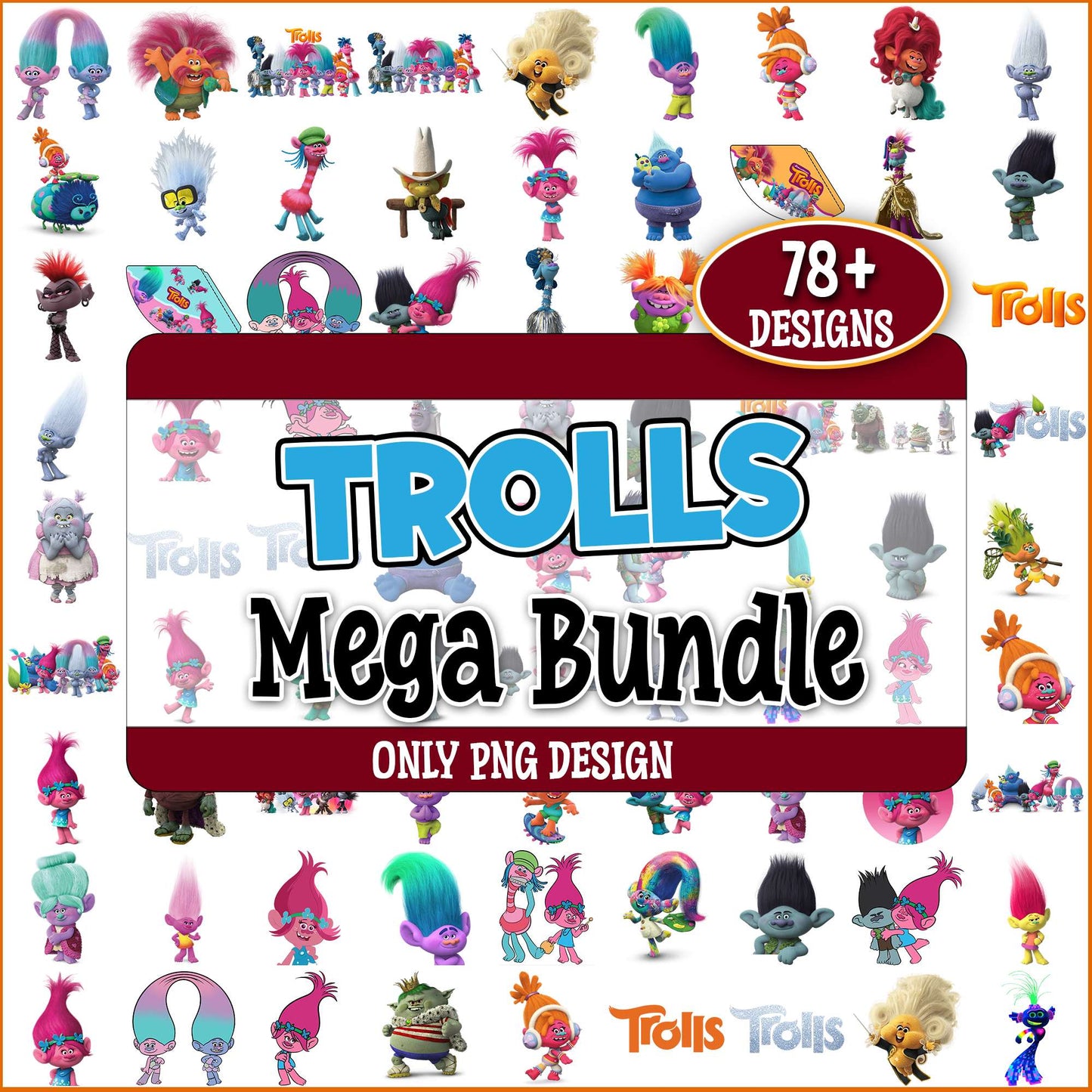 Trolls set design png bundle