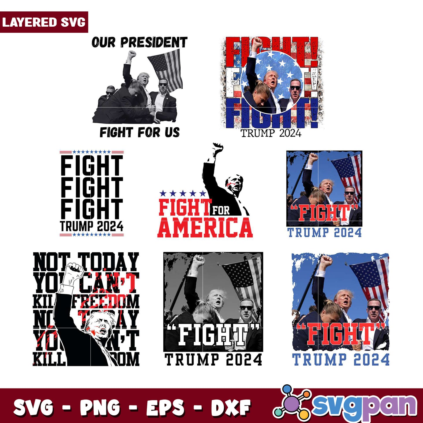 Trump 2024 Bundle SVG Fight for America Graphics