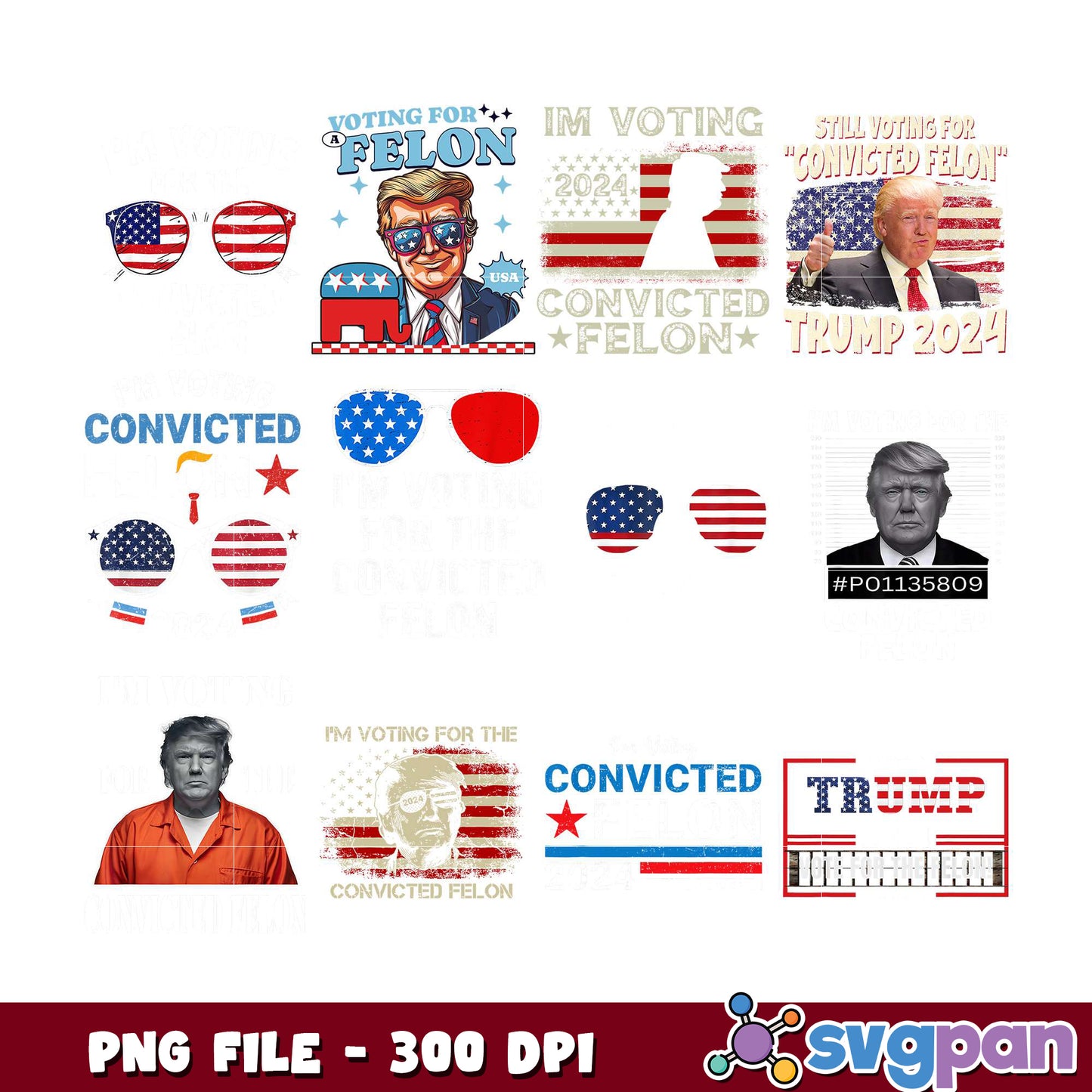 Trump 2024 Convicted Felon PNG Bundle