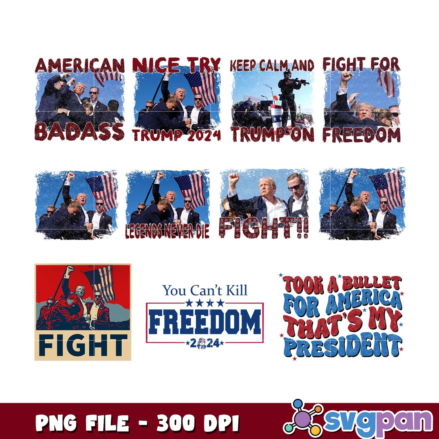 Trump 2024 PNG Bundle 300 DPI