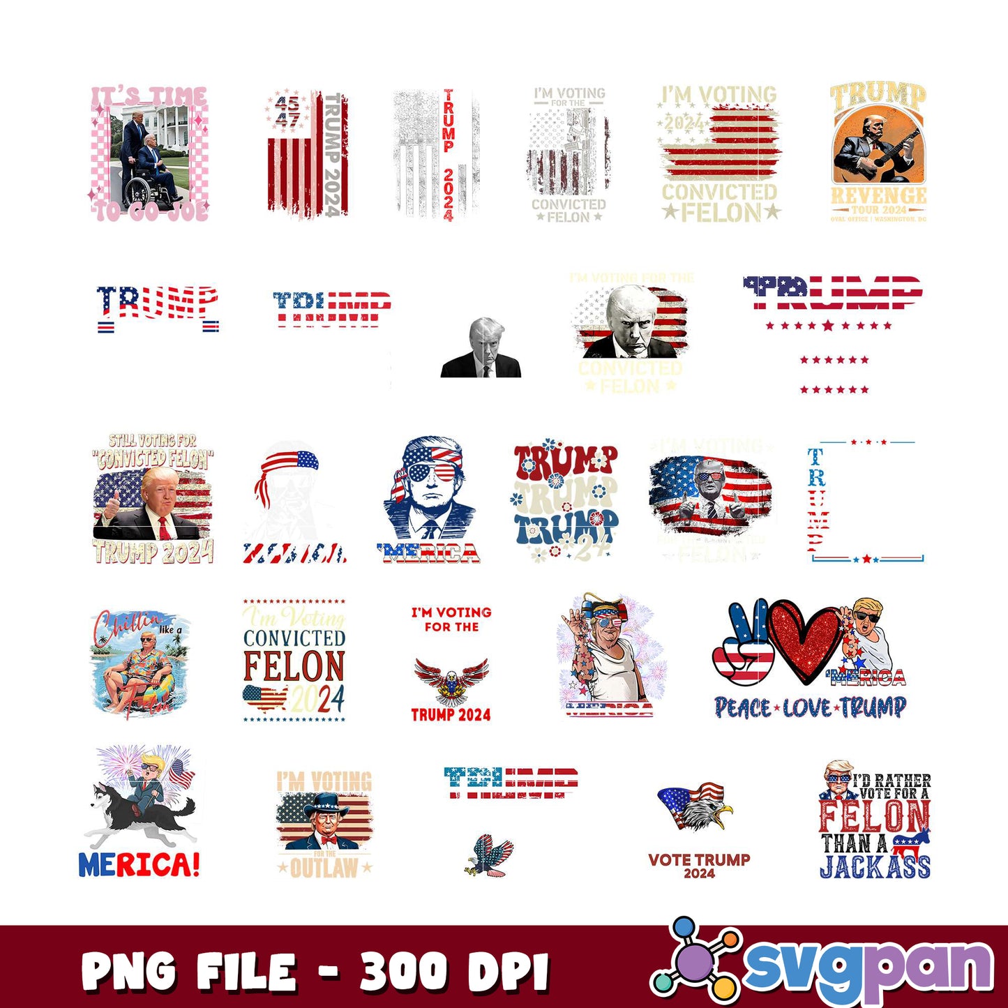 Trump 2024 SVG PNG Bundle 300 DPI
