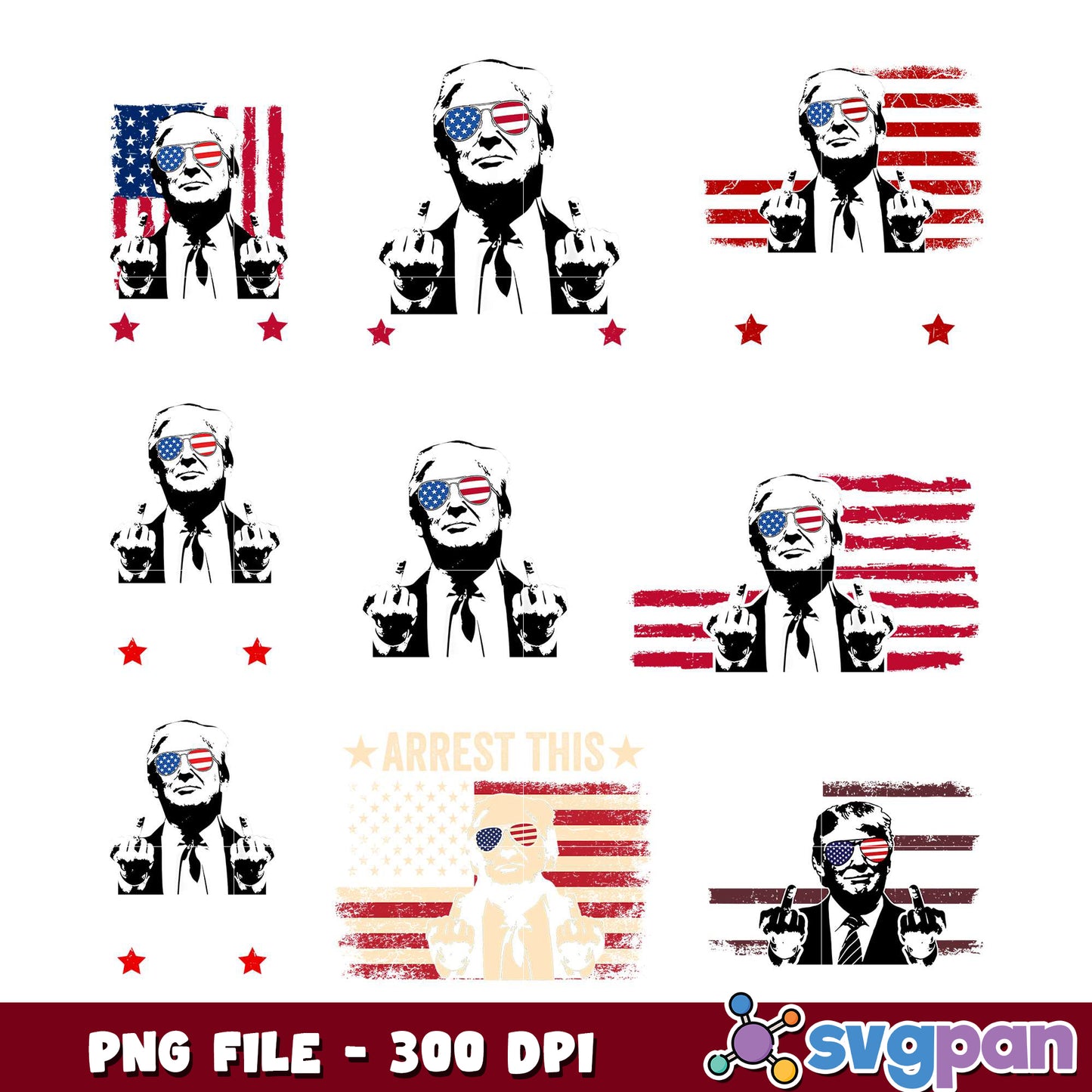Trump American Flag PNG Bundle 300 DPI