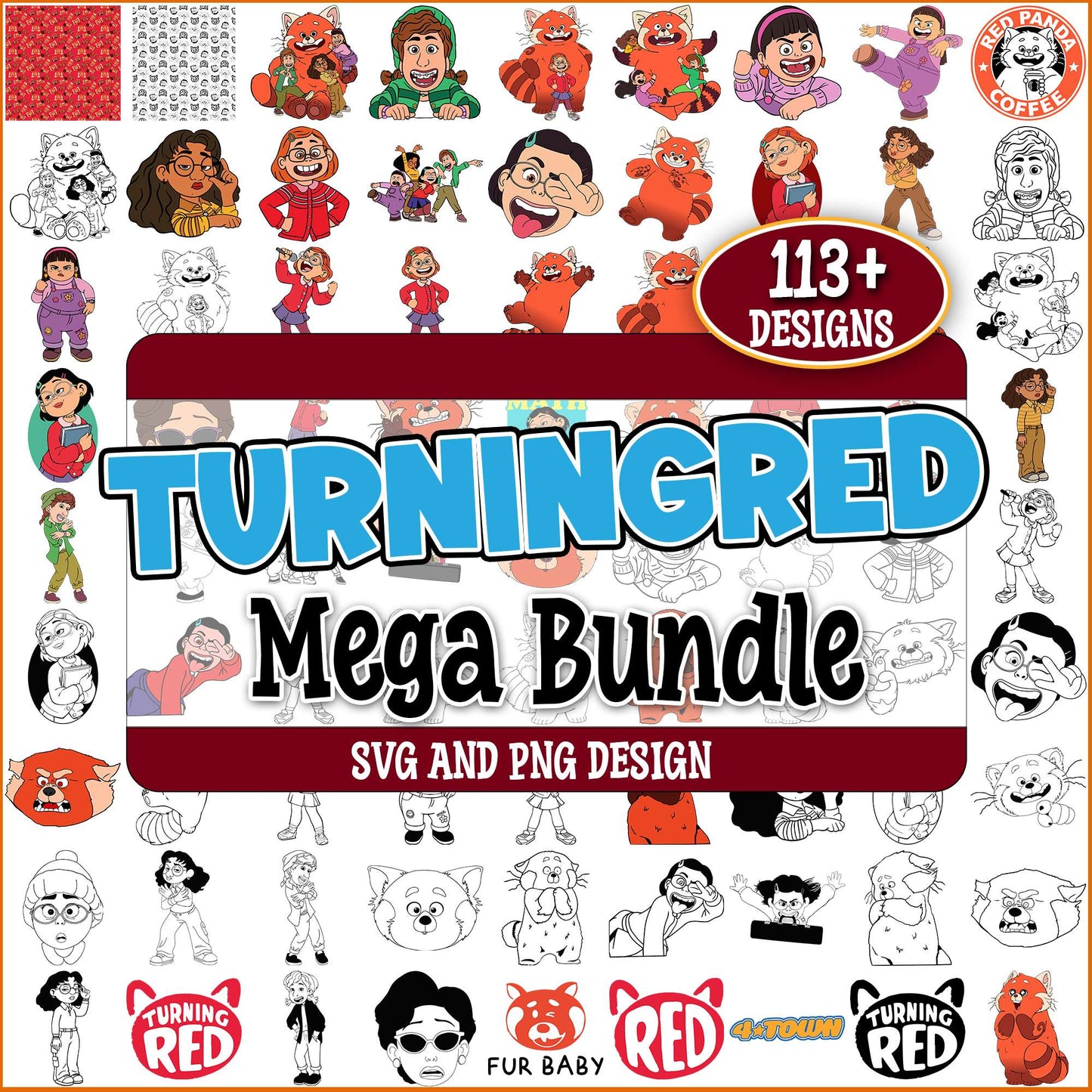 Turning red design svg bundle