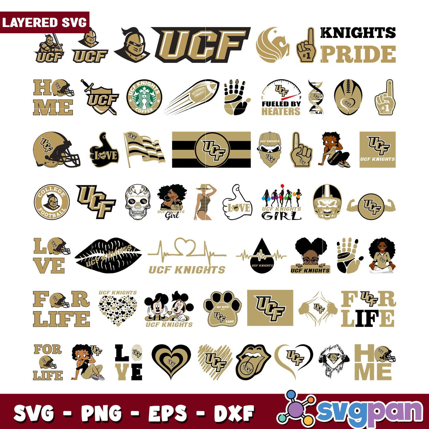 UCF Knights SVG Bundle Layered Designs