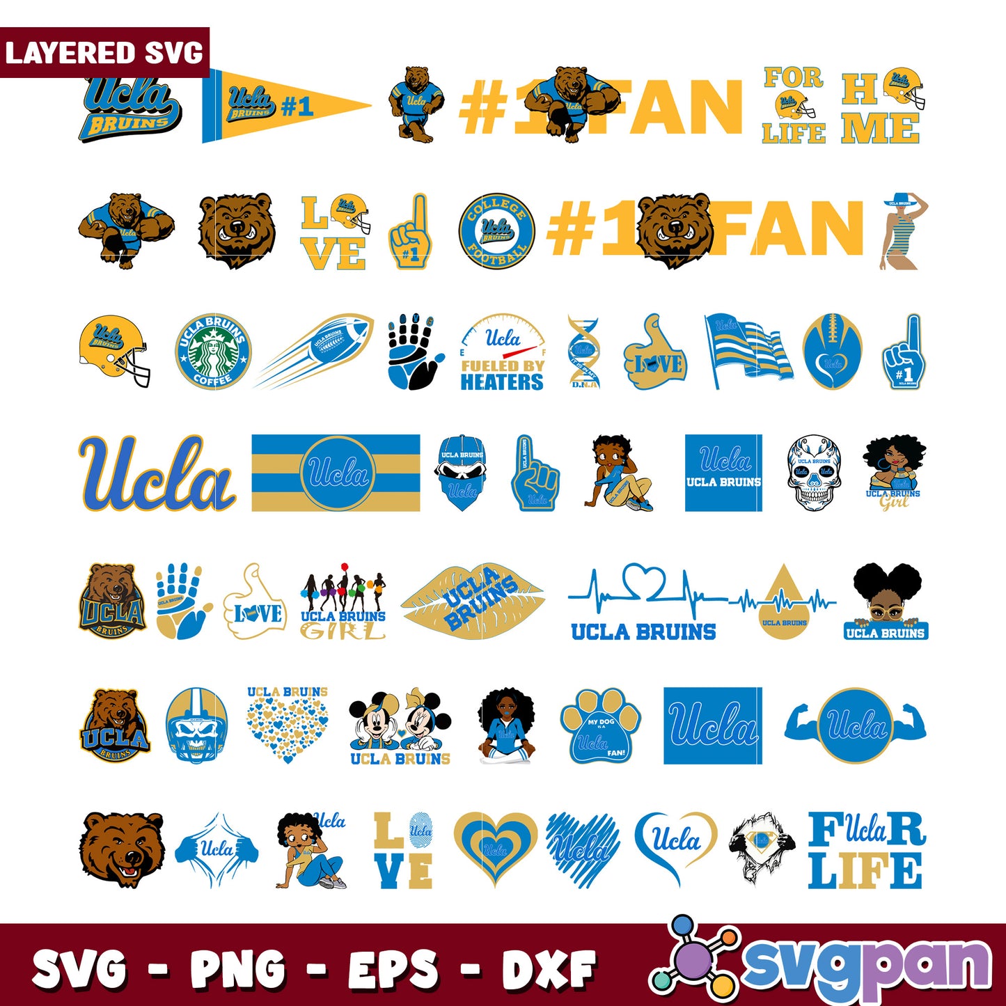 UCLA Bruins SVG Bundle Layered Designs