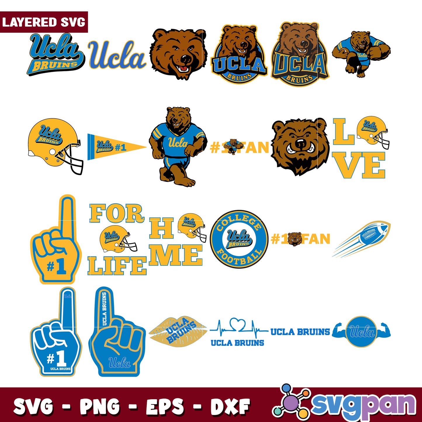 UCLA Bruins Spirit Bundle SVG Graphics Collection