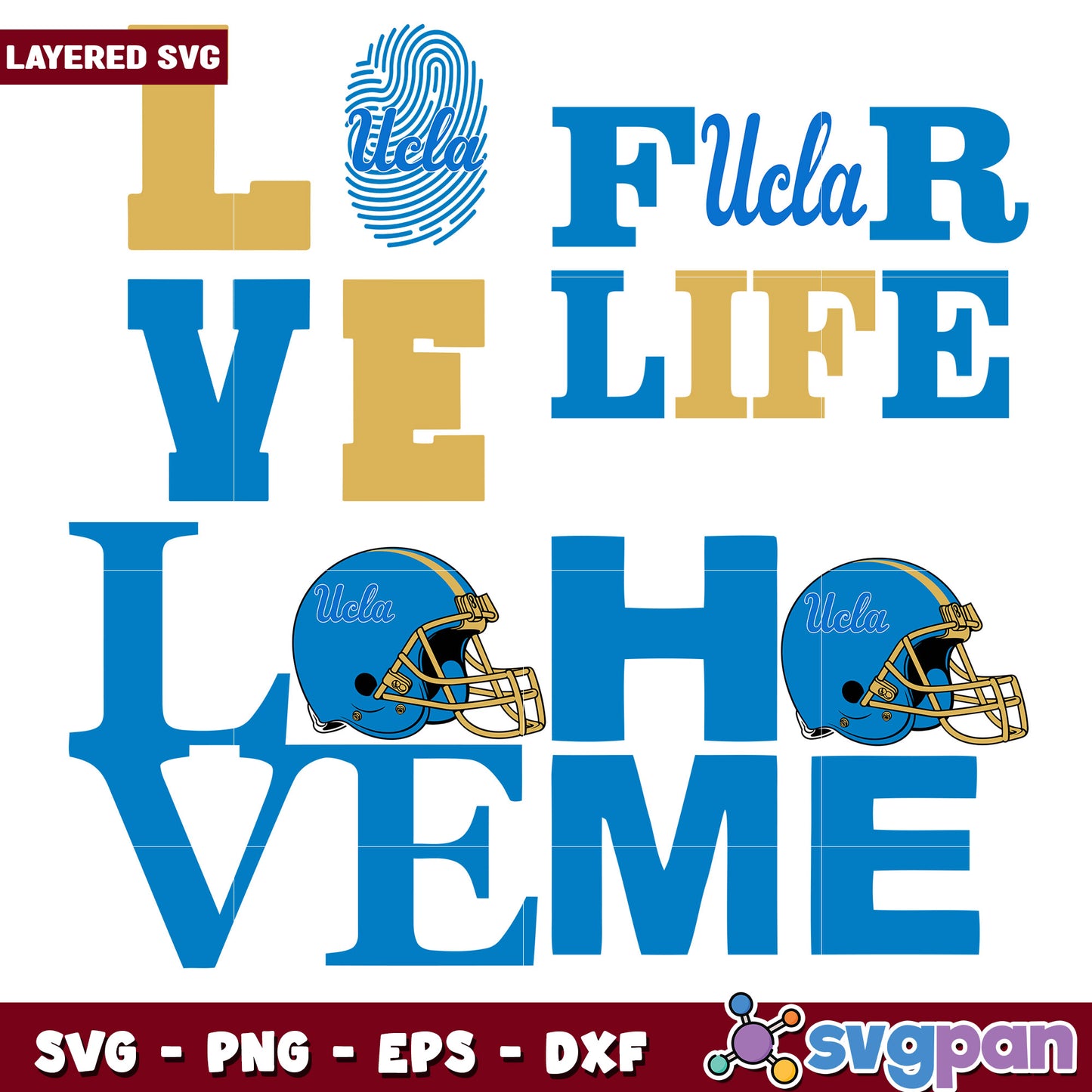 UCLA Football Love Life SVG Bundle