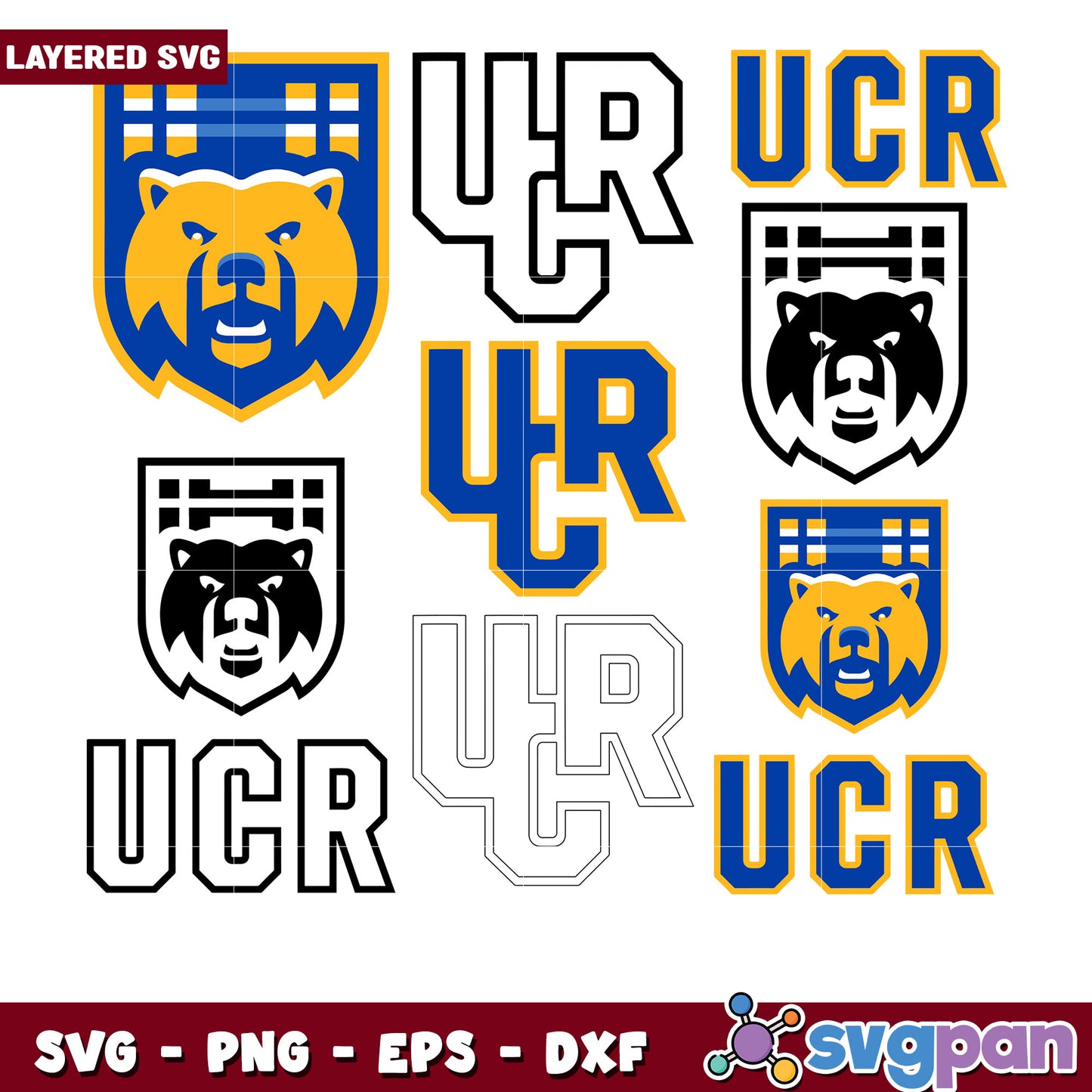 UCR Bear Logo SVG Bundle Layered Design