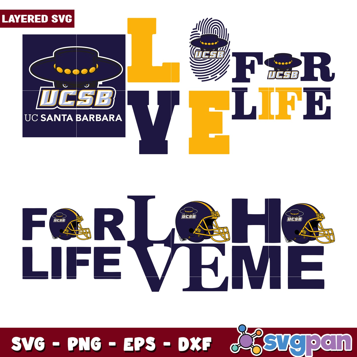 UCSB Gauchos Love For Life SVG Bundle