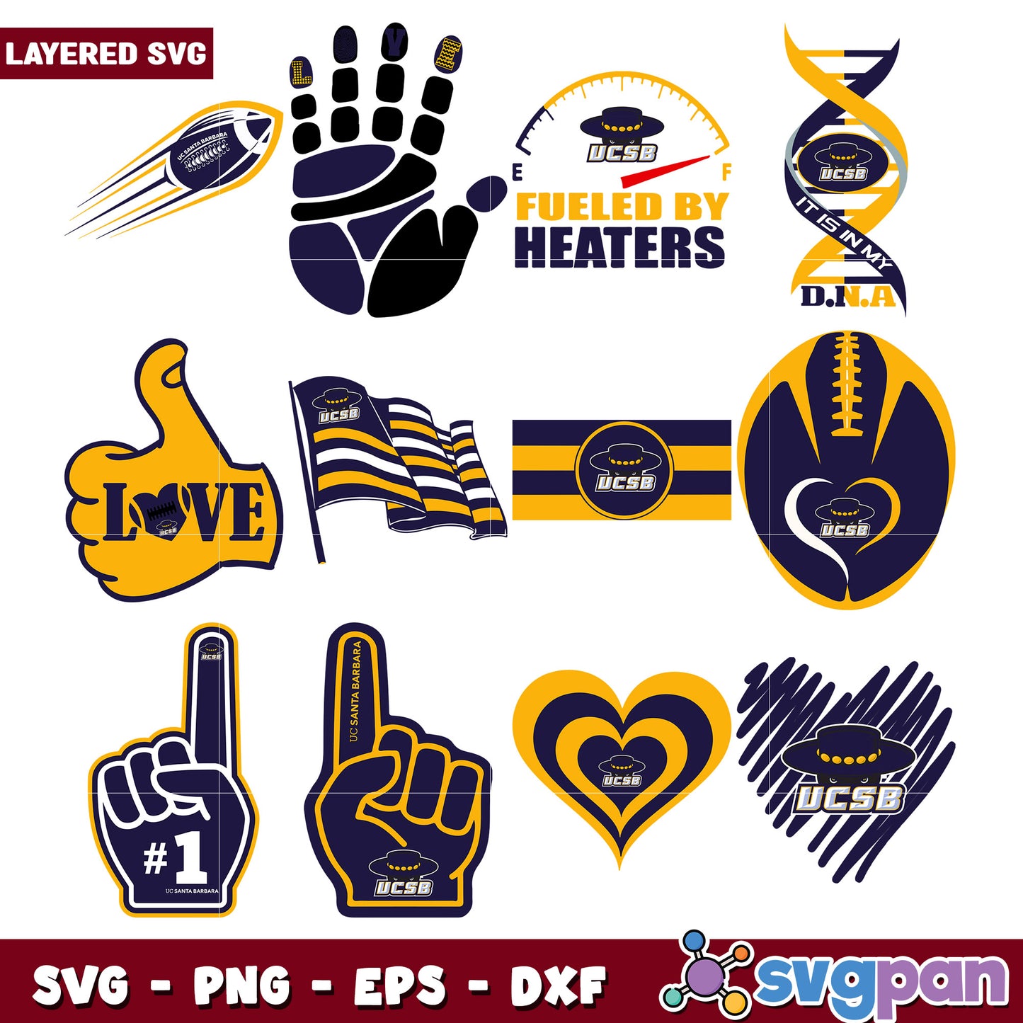 UCSB Gauchos SVG Bundle Layered Designs